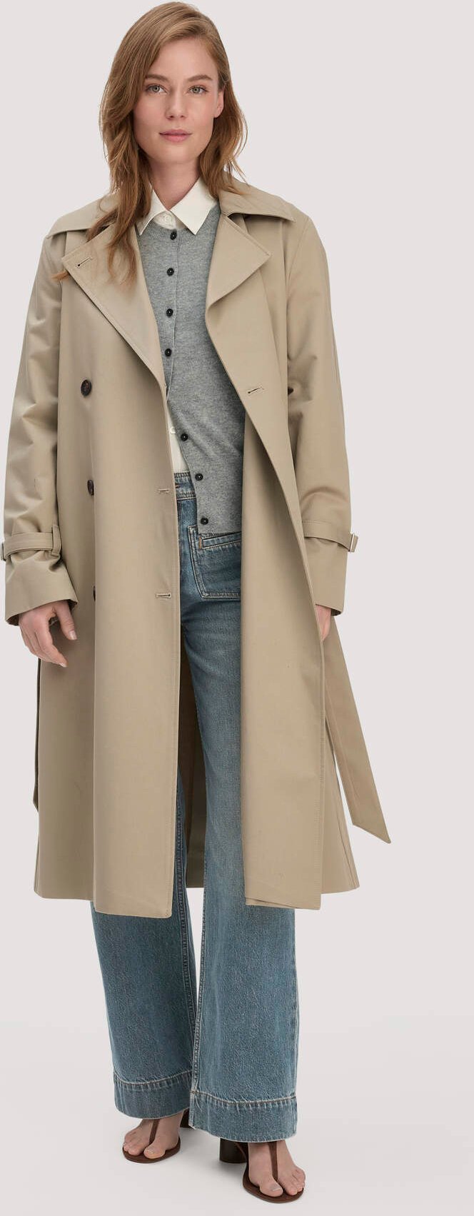 hessnatur Damen Trenchcoat Relaxed NATURE SHELL aus Bio-Baumwolle - beige - Größe 34