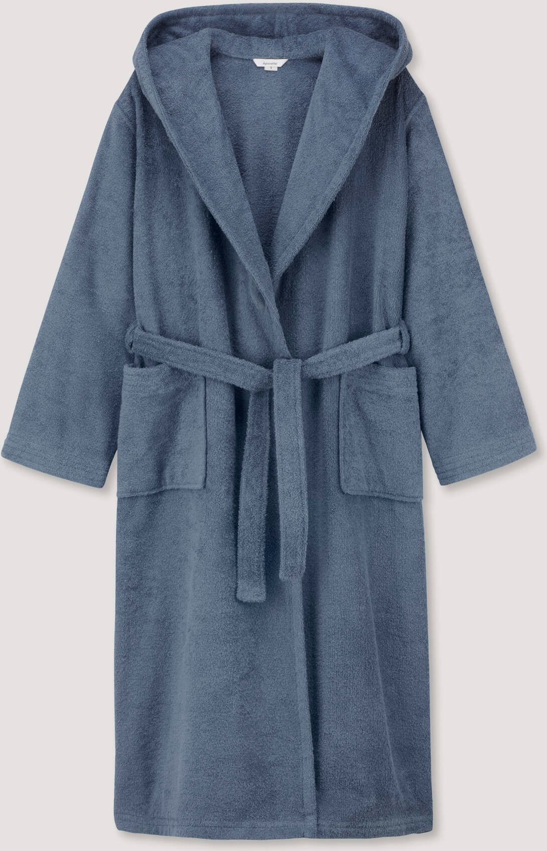 hessnatur langer Bademantel Relaxed aus Bio-Baumwolle - blau - Größe S