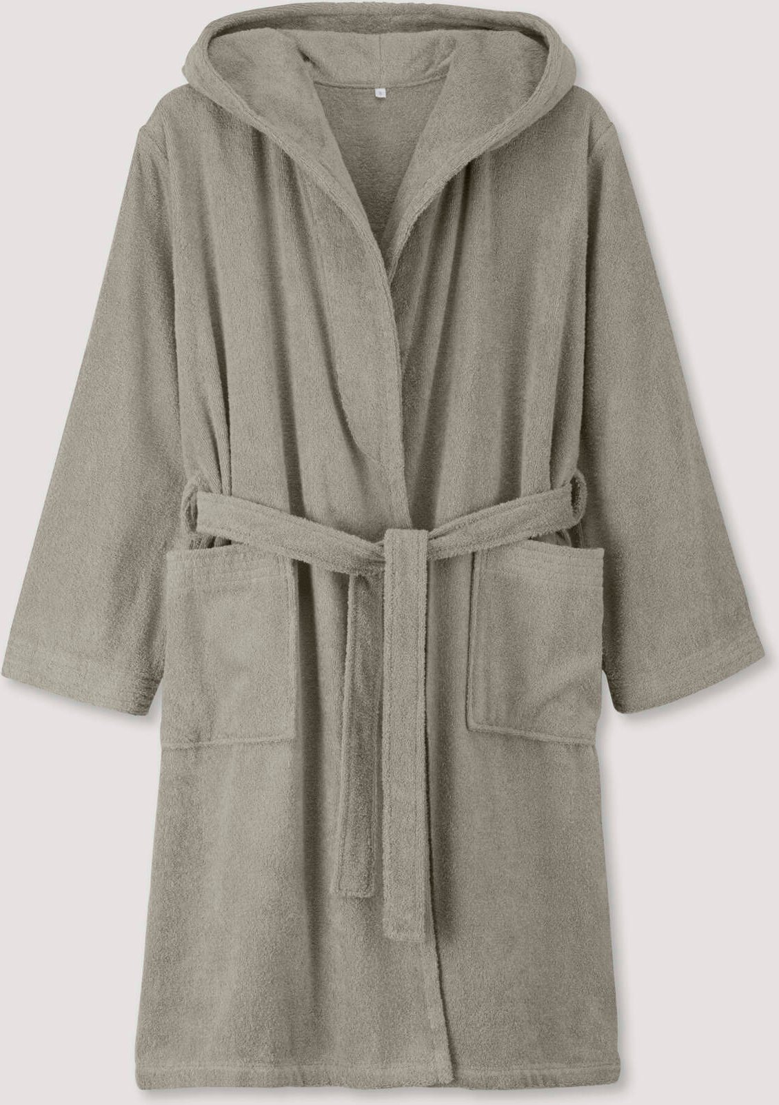 hessnatur Kurzer Bademantel Relaxed aus Bio-Baumwolle - beige - Größe L