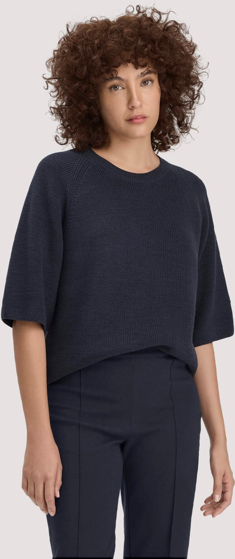 hessnatur Damen Strick Pullover Relaxed aus Bio-Baumwolle - blau - Größe XL