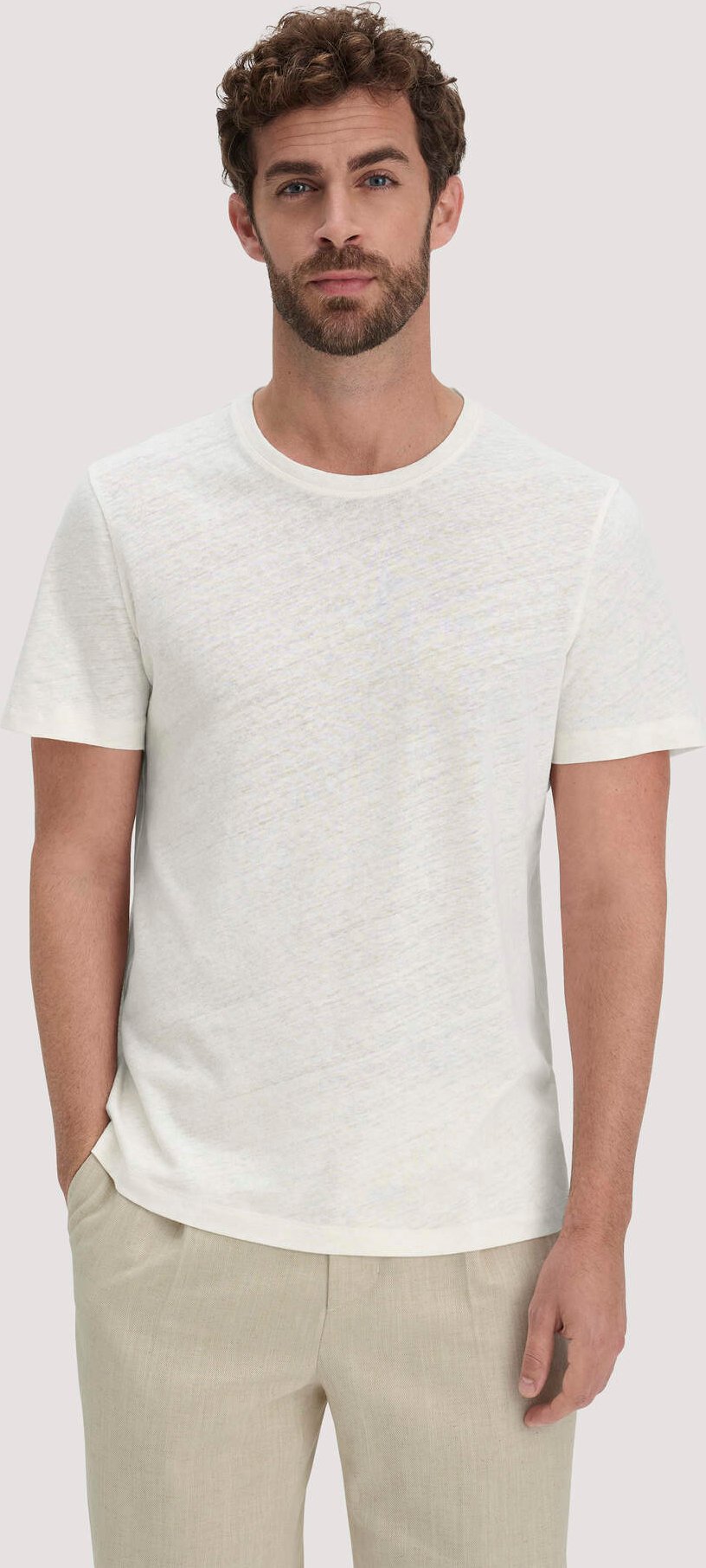 Thumbnail - hessnatur Herren T-Shirt Regular aus Leinen und Bio-Baumwolle - weiß - Größe 52