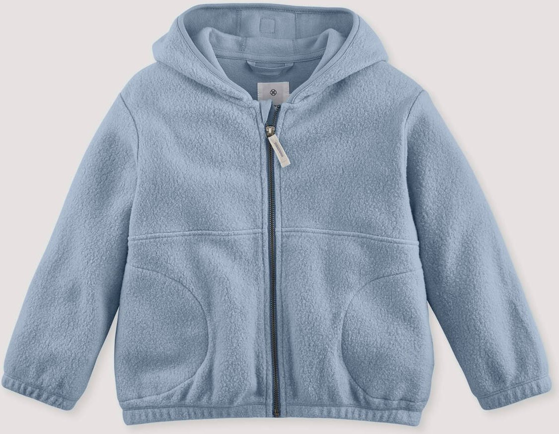 hessnatur Kinder Fleece Jacke aus Bio-Baumwolle - blau - Größe 98/104