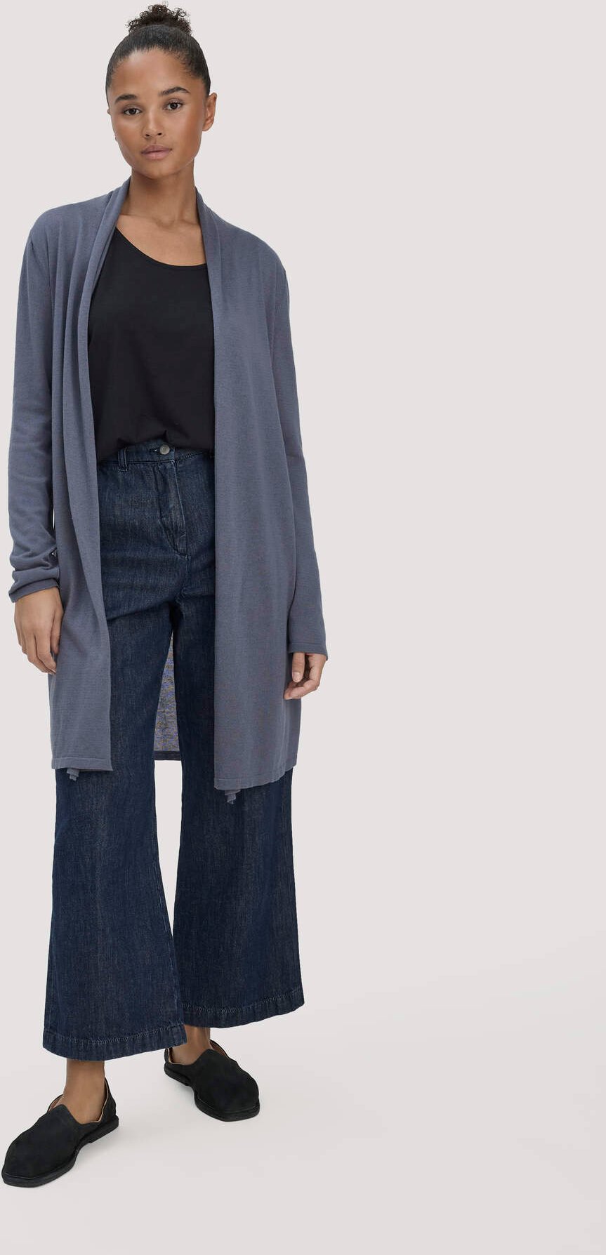 hessnatur Damen Strick Jacke Regular aus TENCEL™ Lyocell und Bio-Baumwolle - blau - Größe XXL