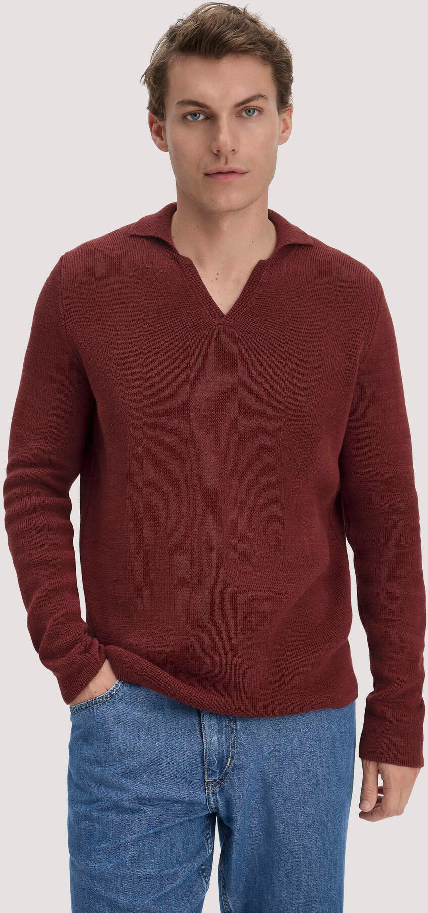 hessnatur Herren Milano Strick Polo Regular aus Leinen mit Bio-Baumwolle und LENZING™ ECOVERO™ Viskose - braun - Größe X...