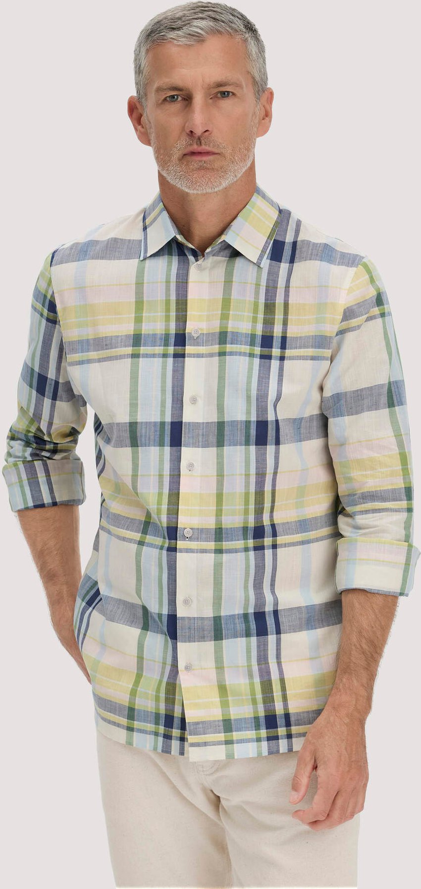 hessnatur Herren Karo Hemd Regular - mitternachtsblau kariert - Größe XL43/44