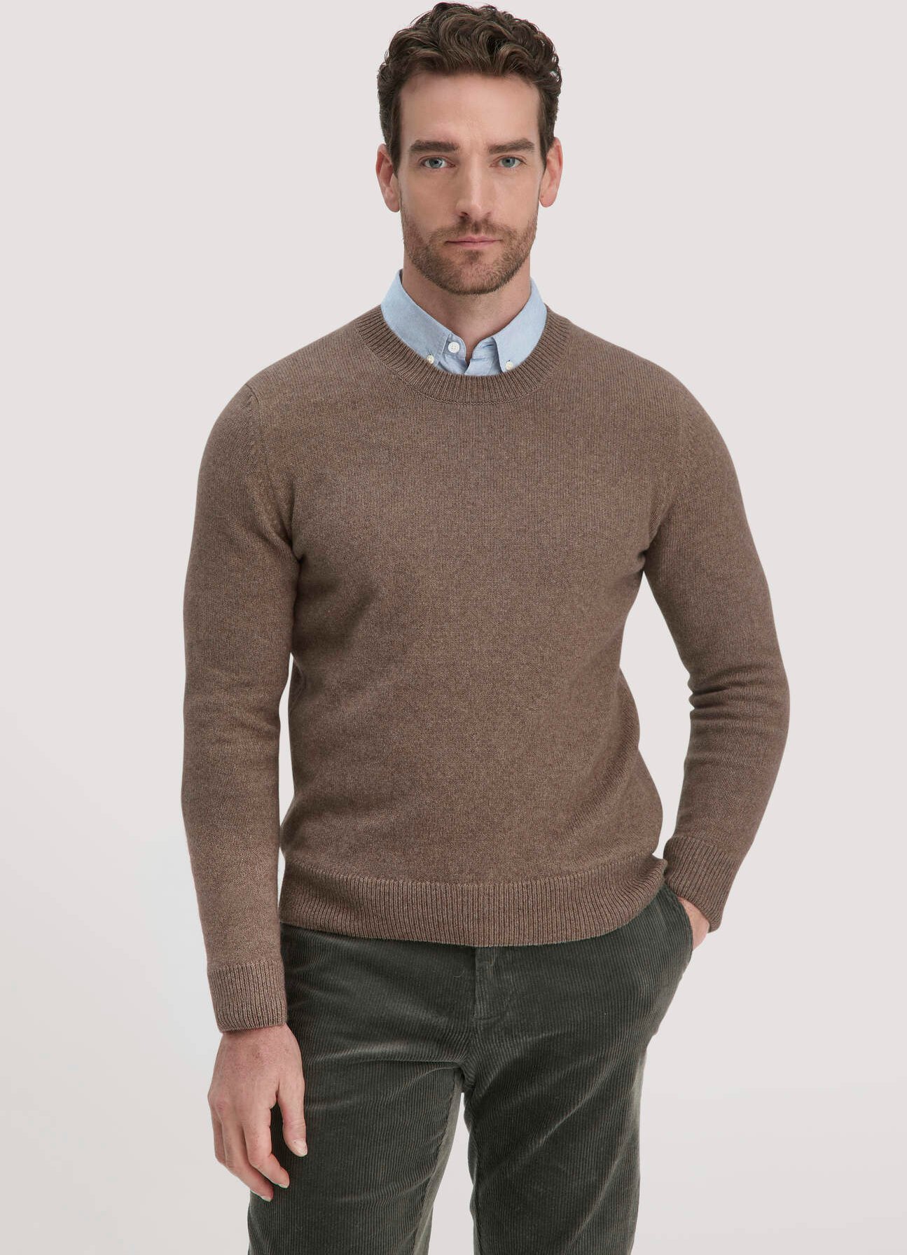 hessnatur Herren Strick Pullover Regular aus Bio-Merinowolle mit Bio-Baumwolle - braun - Größe XXL