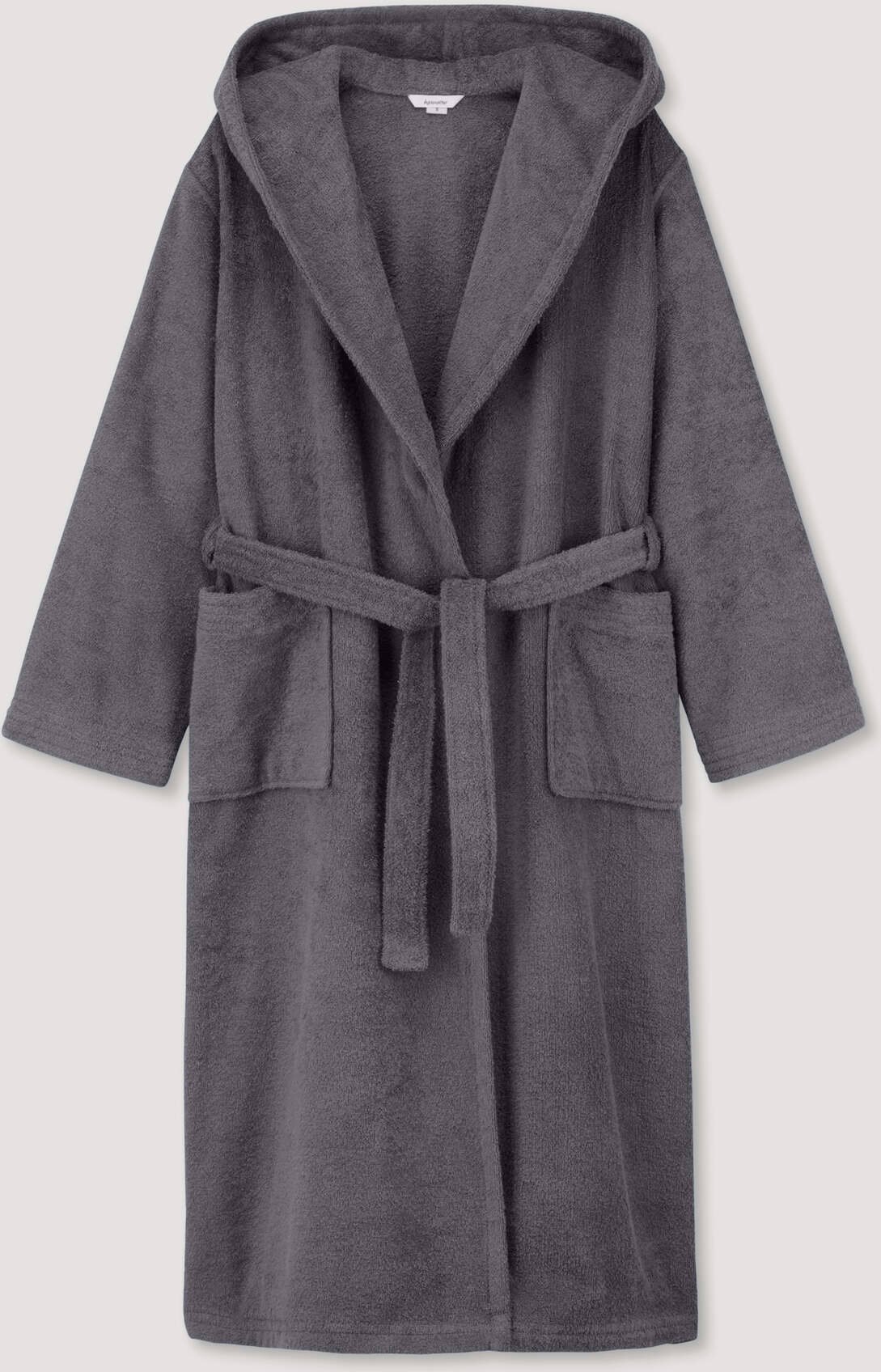 hessnatur langer Bademantel Relaxed aus Bio-Baumwolle - grau - Größe M