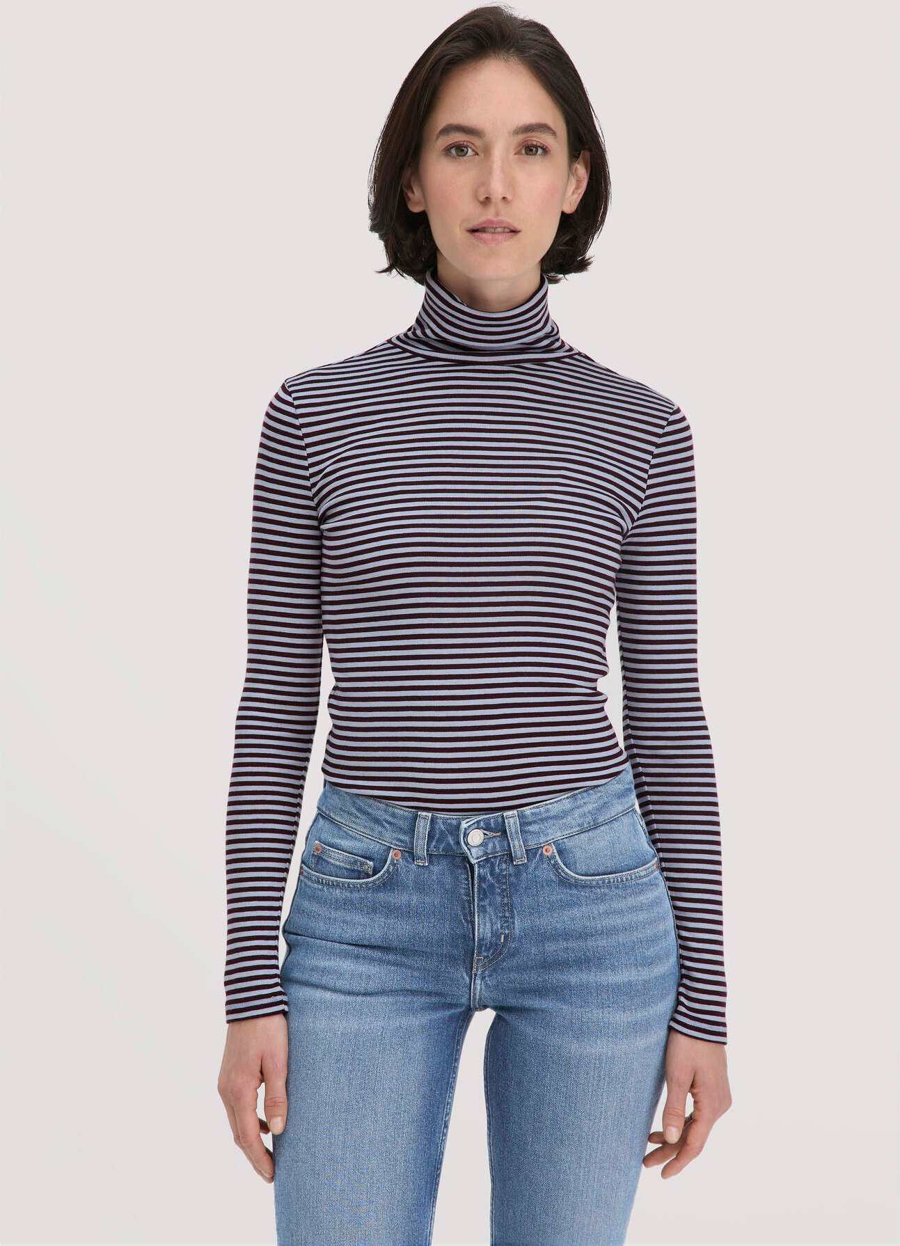 hessnatur Damen Streifen Softrib Longsleeve Fitted aus Bio-Baumwolle und Modal - blau - Größe 36