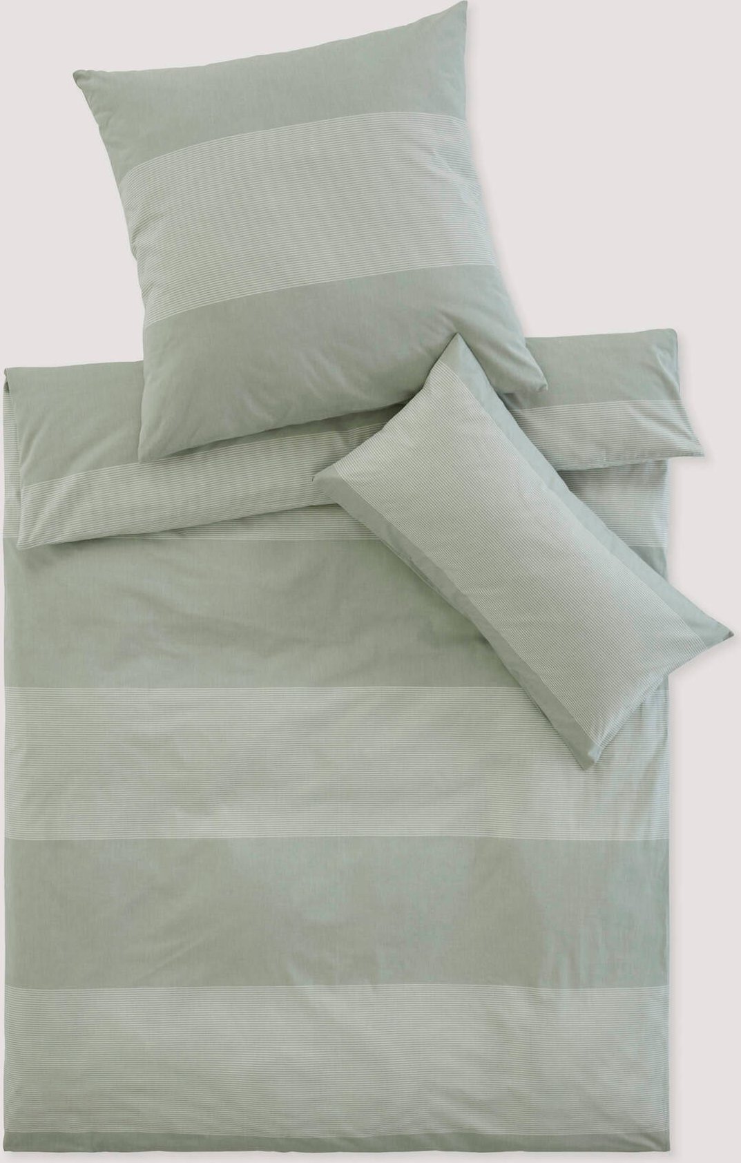 hessnatur Renforcé Bettwäsche-Set RENA aus Bio-Baumwolle - grün - Größe 155x220 / 40x80 cm