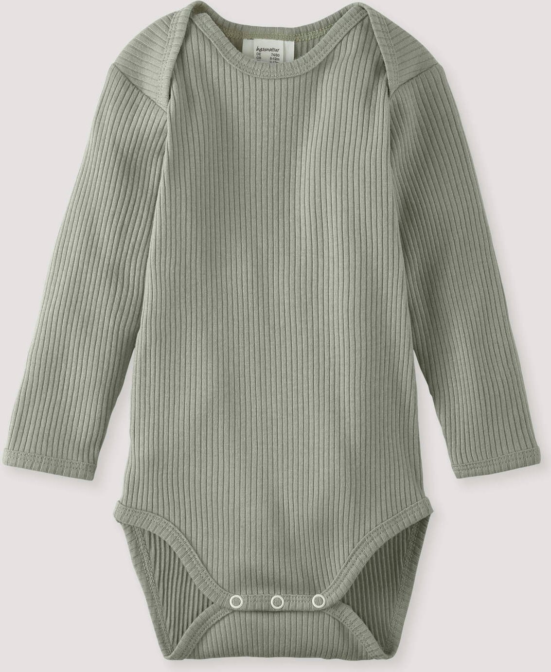 hessnatur Baby Body Langarm aus Bio-Baumwolle mit Bio-Merinowolle - grün - Größe 62/68