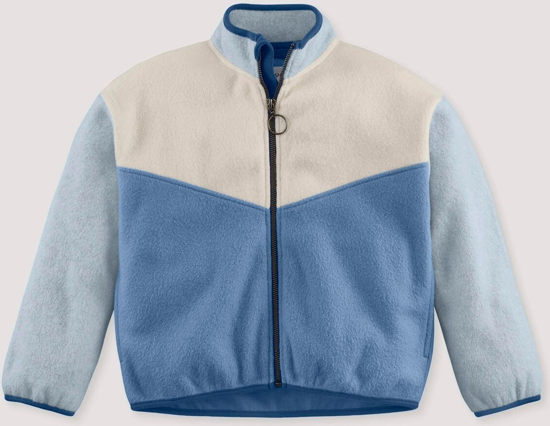 hessnatur Kinder Softfleece Jacke aus Bio-Baumwolle - blau - Größe 98/104
