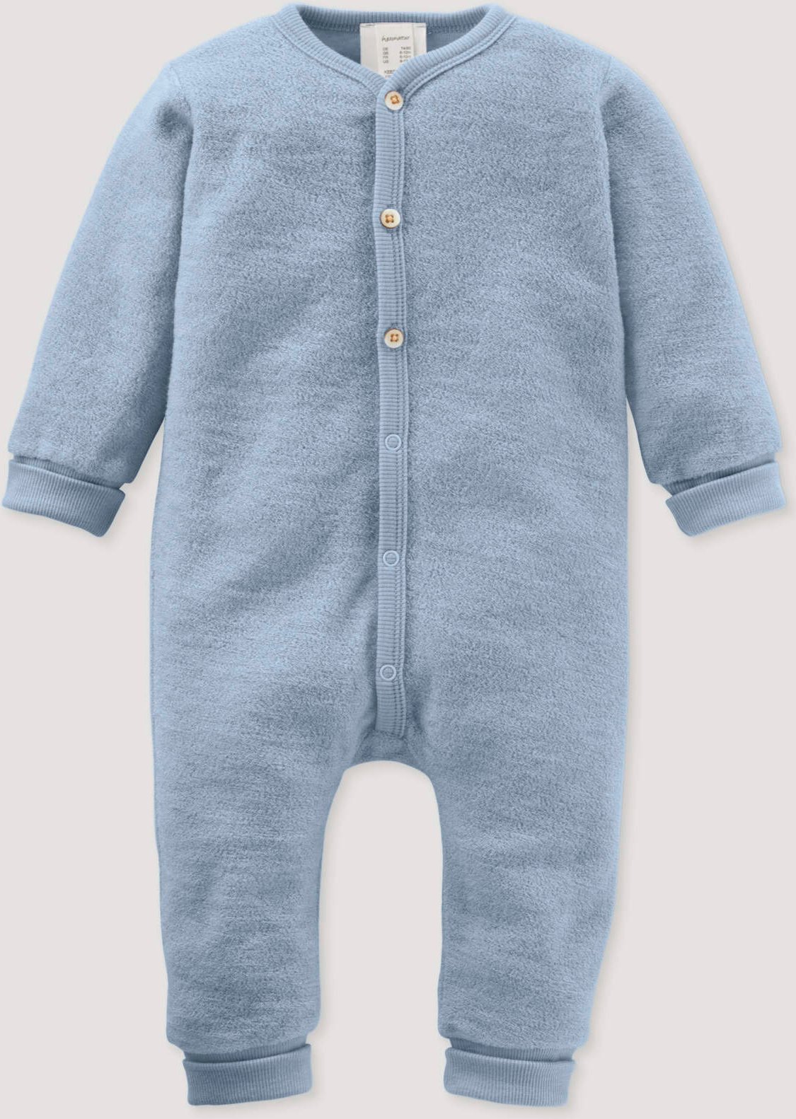 hessnatur Baby Wollfrottee Overall aus Bio-Merinowolle - blau - Größe 50/56
