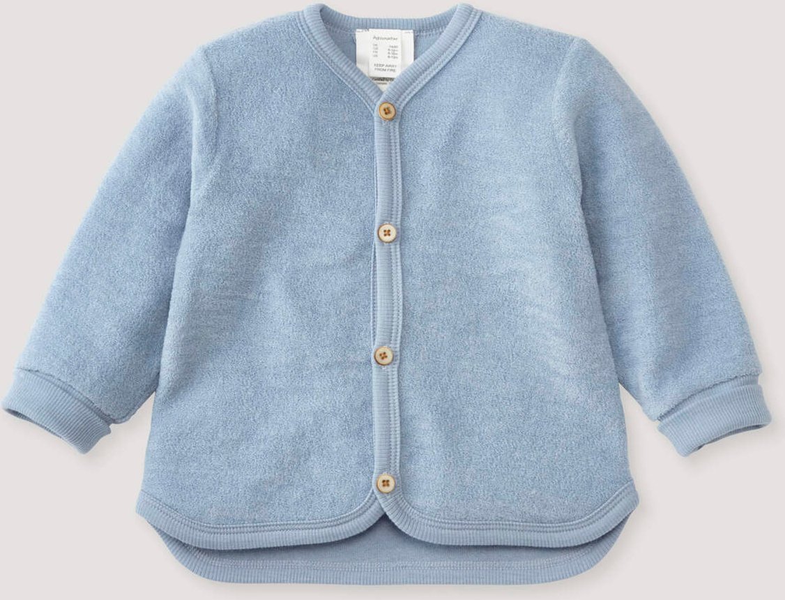 hessnatur Baby Wollfrottee Jacke aus Bio-Merinowolle - blau - Größe 98/104