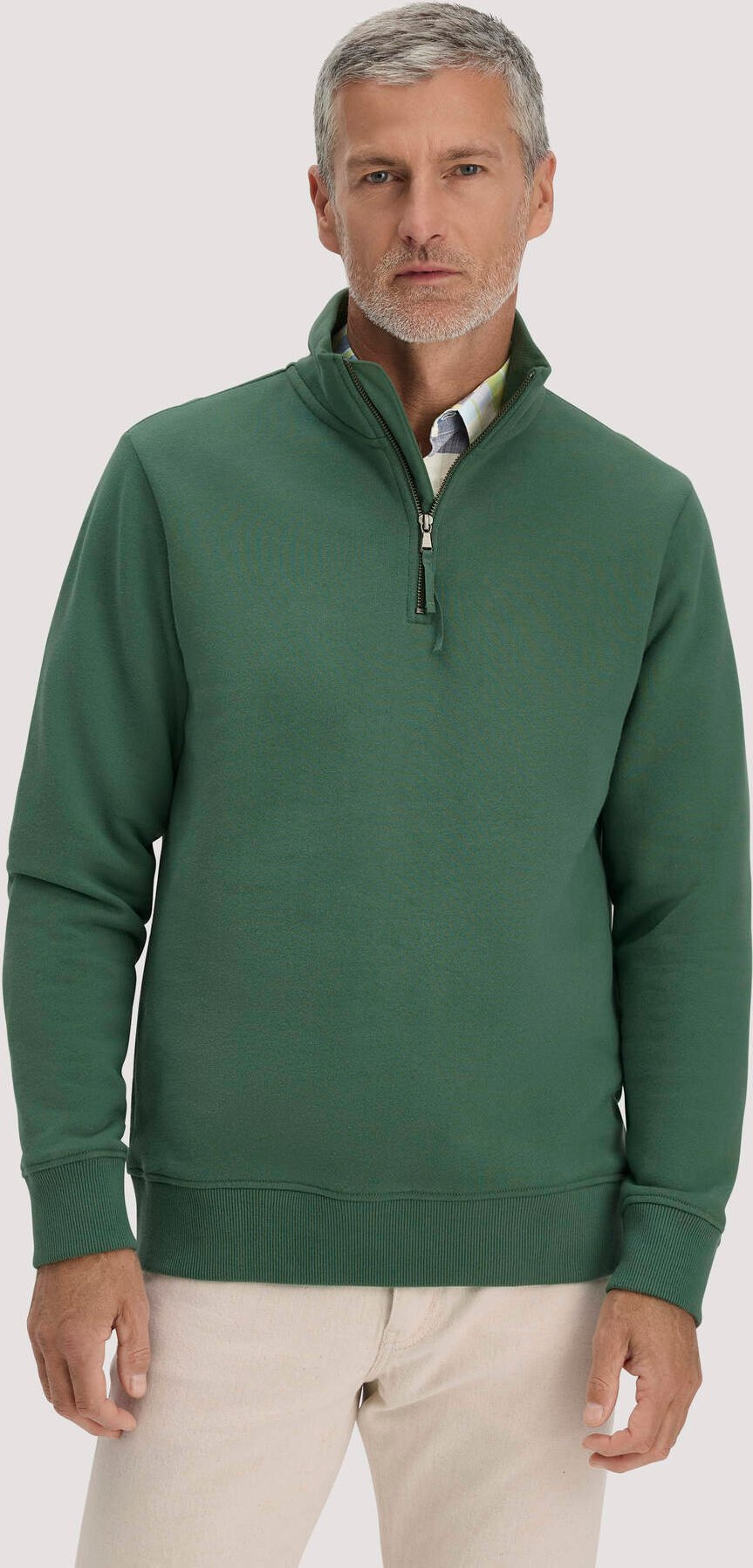 hessnatur Herren Sweat Troyer Regular BETTER RECYCLING aus Bio-Baumwolle - grün - Größe XXL