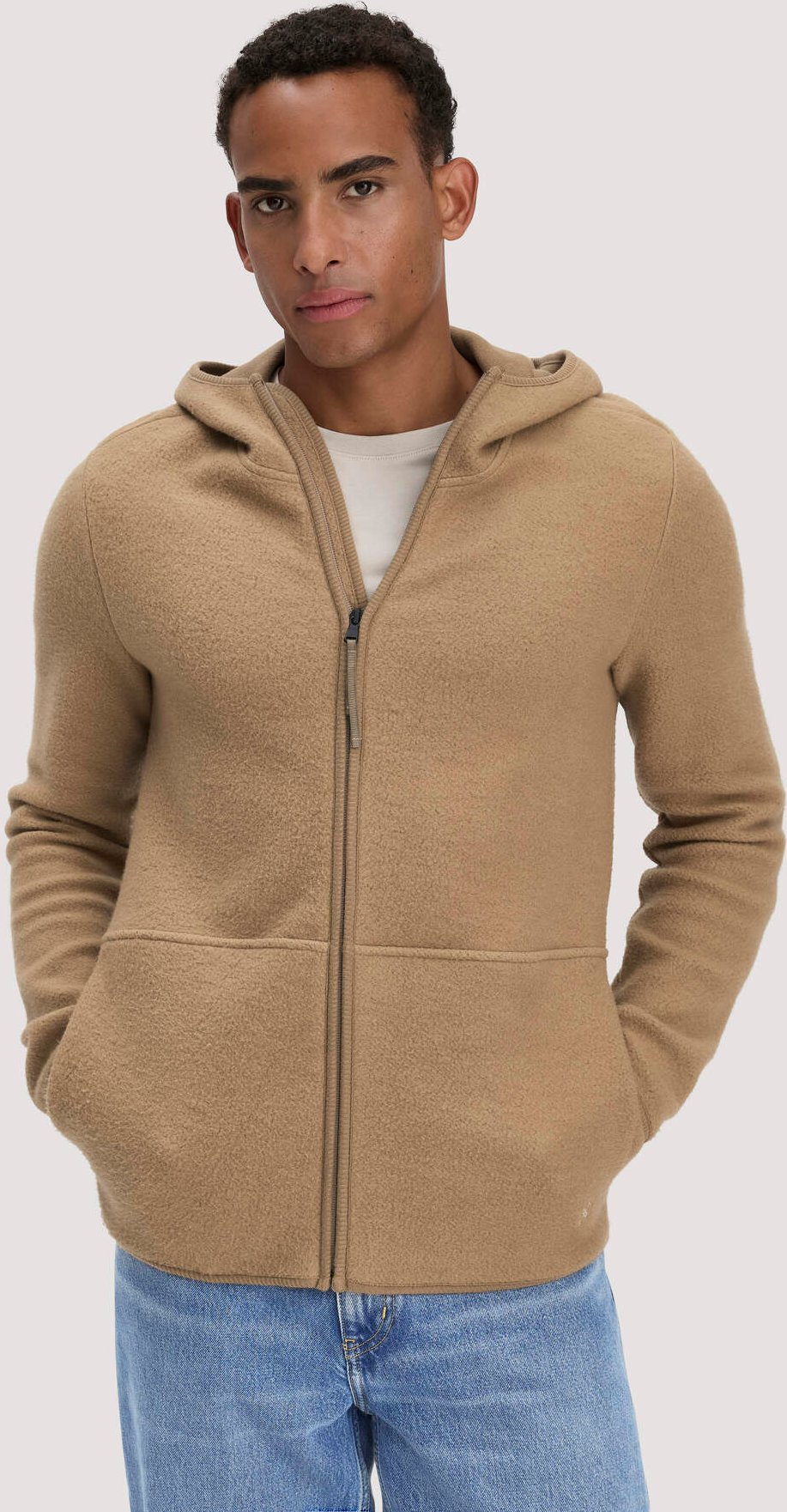 hessnatur Herren Heavy Fleece Jacke Regular aus Bio-Baumwolle - braun - Größe 54