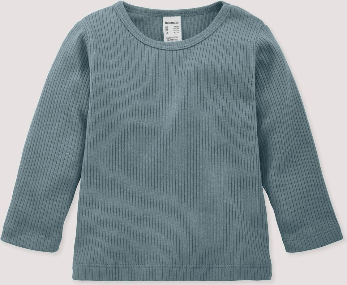 hessnatur Baby Longsleeve aus Bio-Baumwolle mit Bio-Merinowolle - blau - Größe 62/68