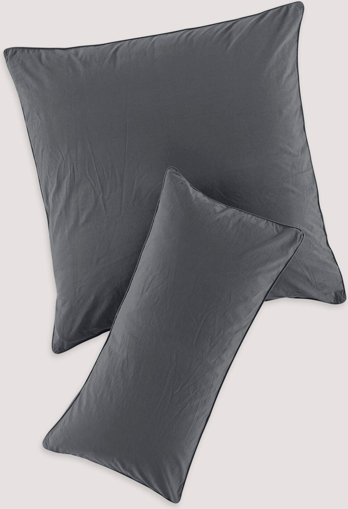 hessnatur Perkal Kissenbezug aus Bio-Baumwolle - grau - Größe 40x80 cm