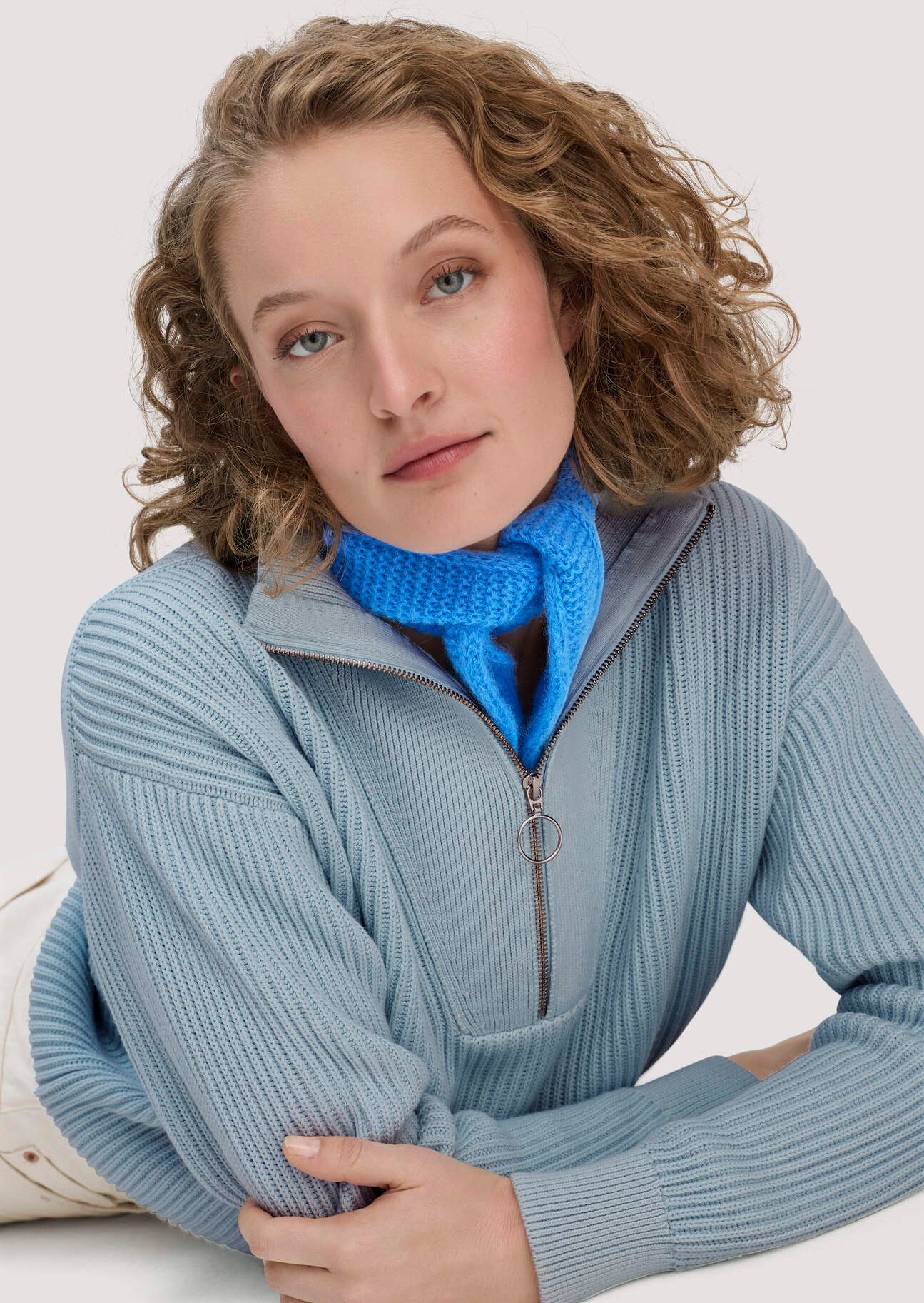 hessnatur Damen Strick Tuch aus Alpaka - blau - Größe 1size