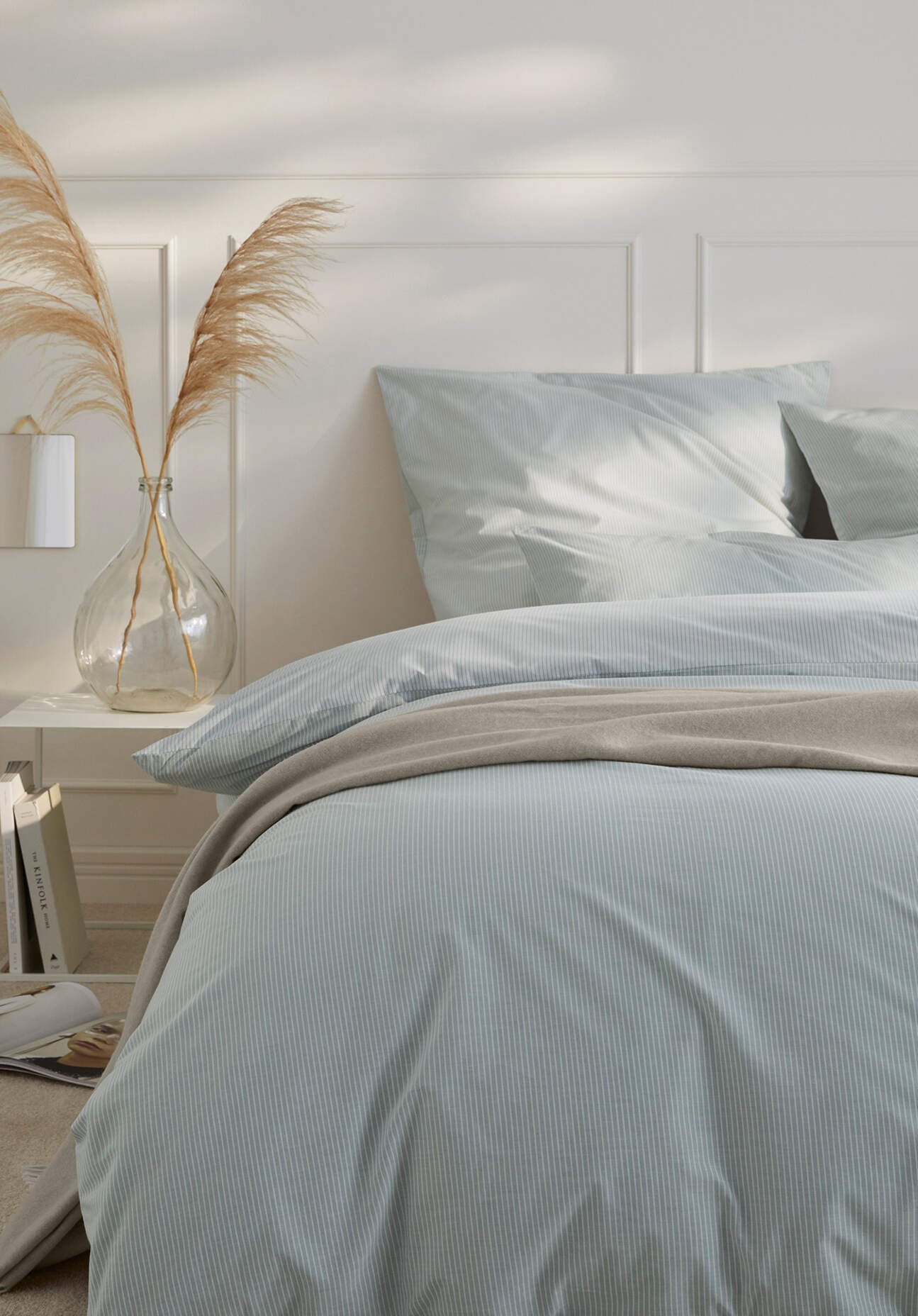 hessnatur Perkal Wende-Bettwäsche-Set PIET aus Bio-Baumwolle - blau - Größe 135x200 / 40x80 cm