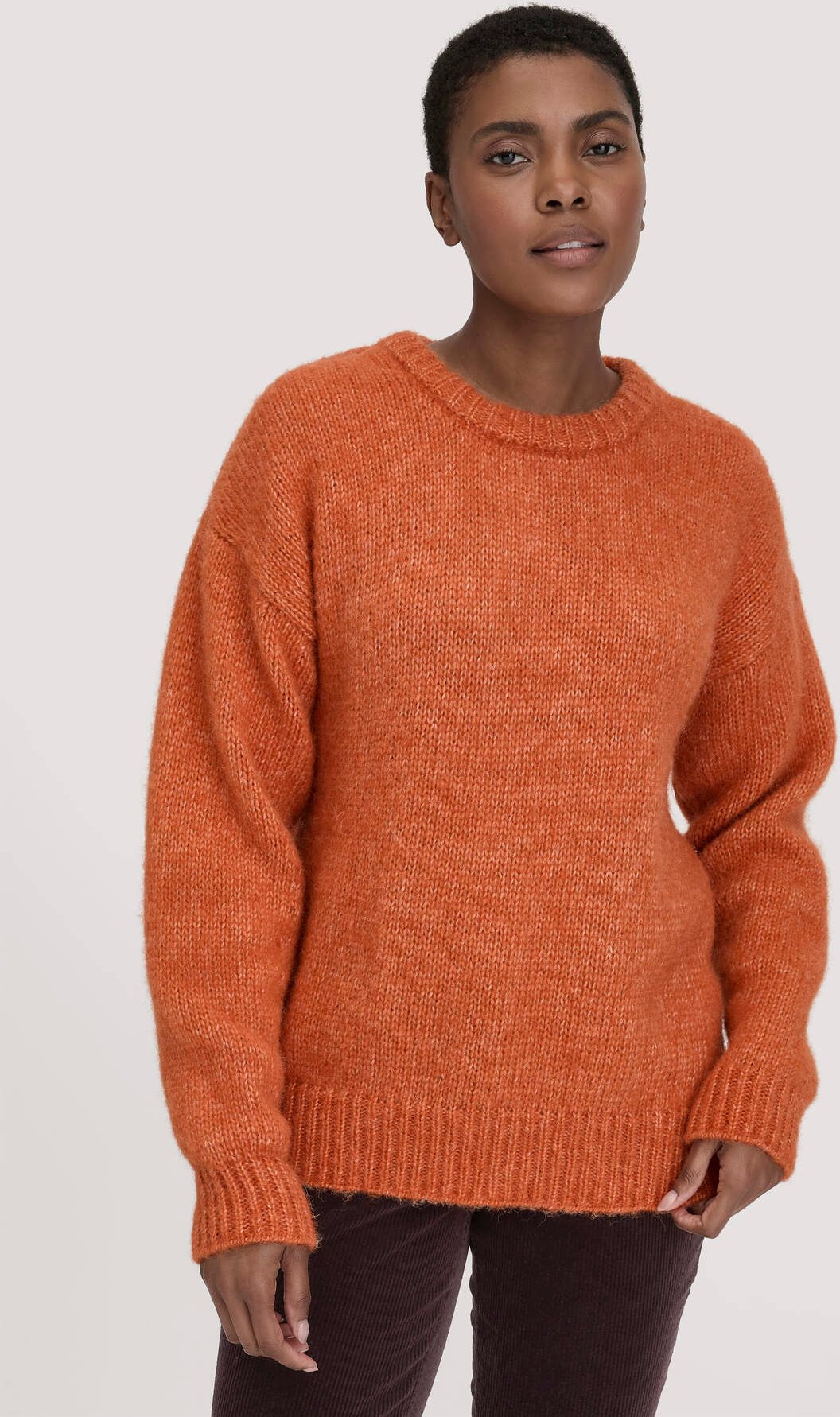 Thumbnail - hessnatur Damen Strick Pullover Relaxed aus Alpaka mit Bio-Baumwolle - orange - Größe M