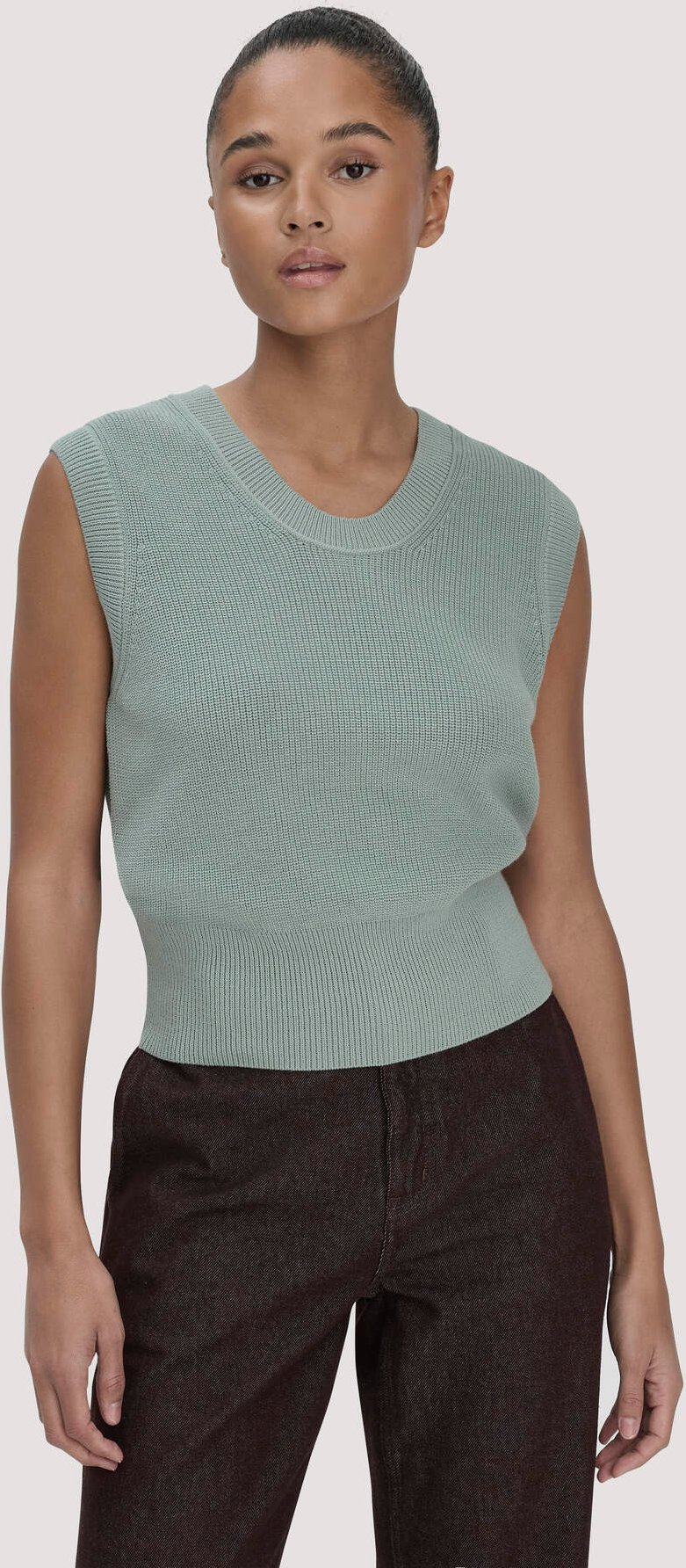 hessnatur Damen Strick Top Regular aus Bio-Baumwolle - grün - Größe L