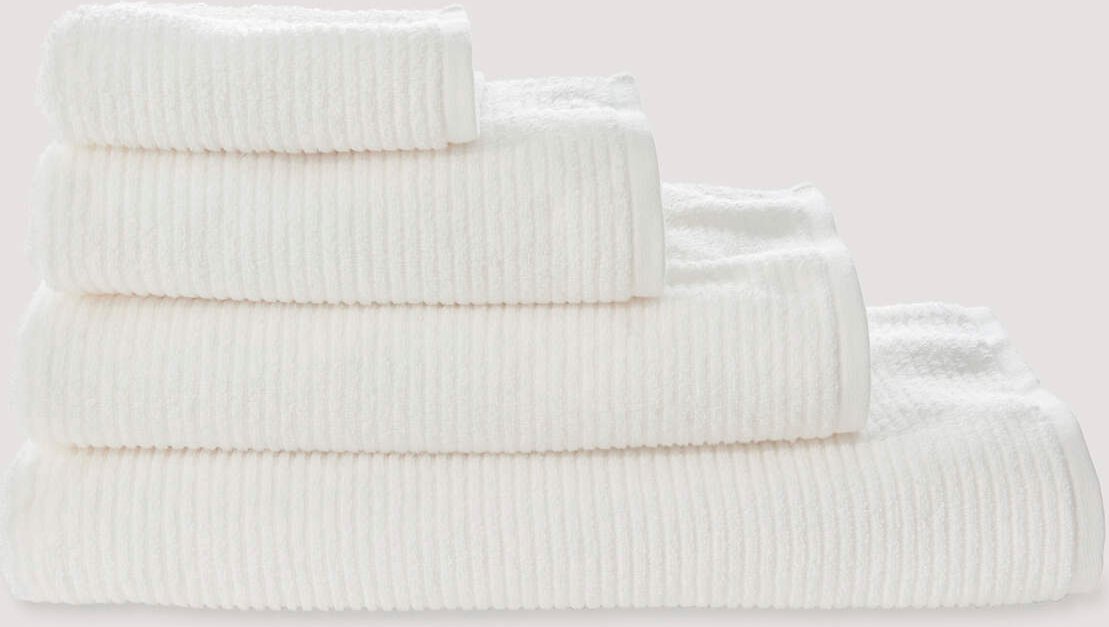 Thumbnail - hessnatur Frottier Handtuch Rippstruktur aus Bio-Baumwolle - weiß - Größe 30x50 cm