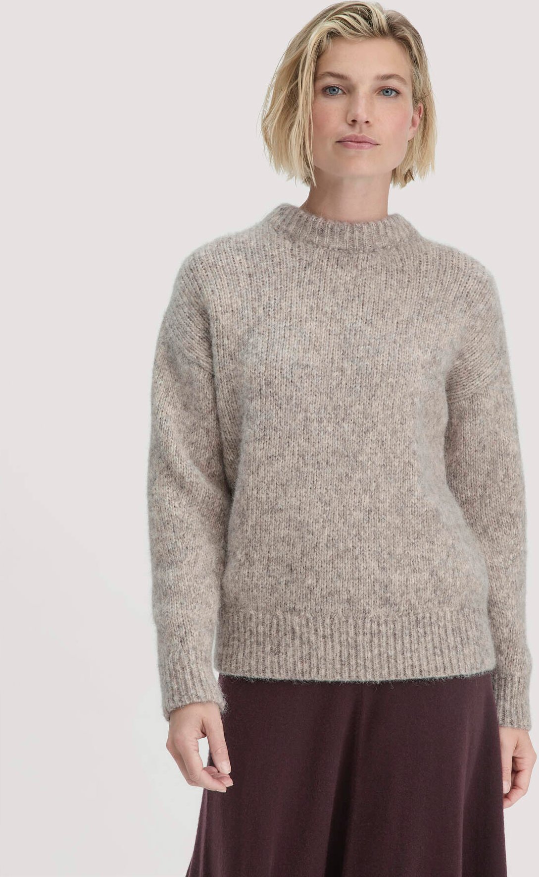 hessnatur Damen Strick Pullover Relaxed aus Alpaka mit Bio-Baumwolle - grau - Größe XXL
