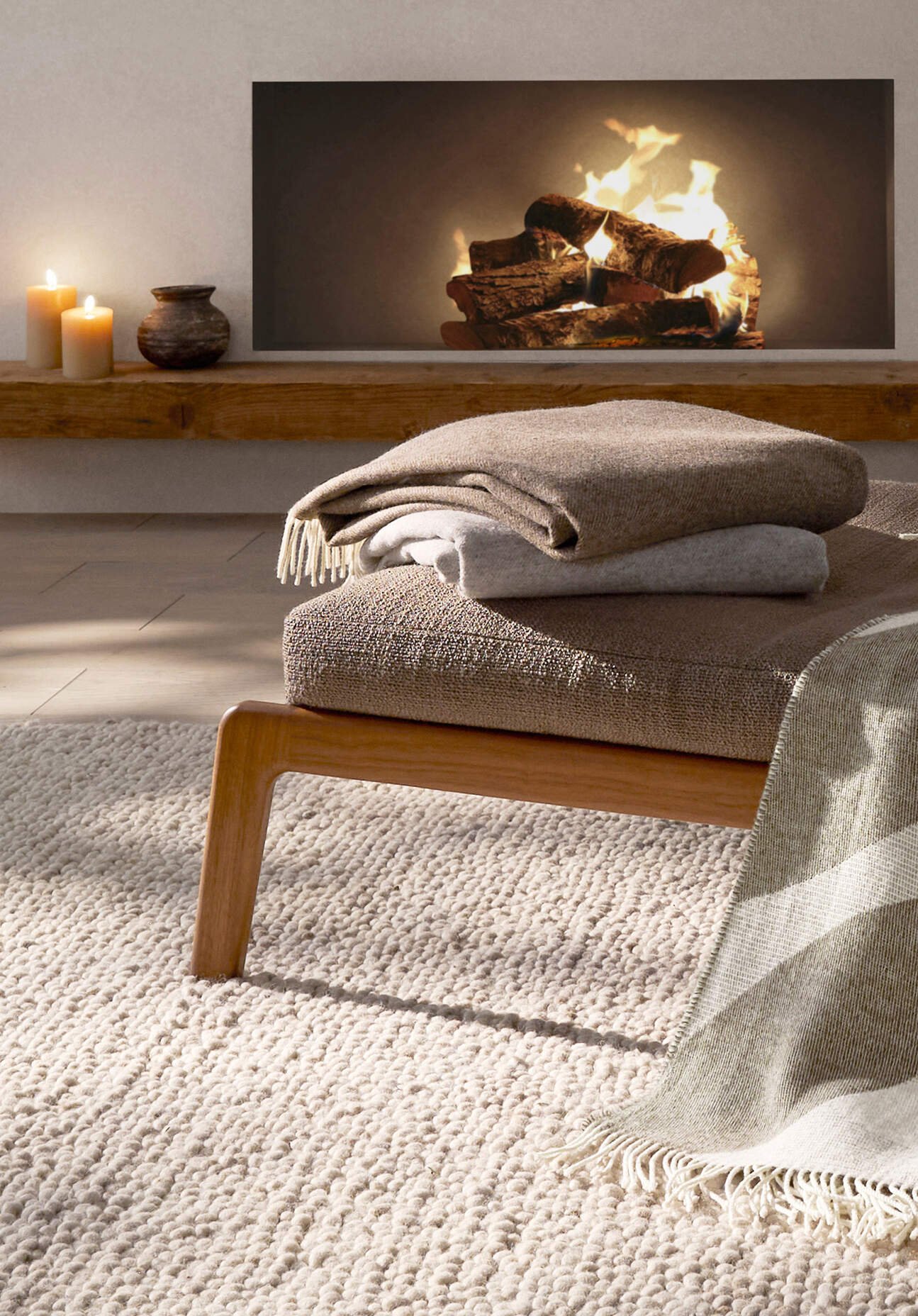 hessnatur Doubleface Plaid TOSID aus Bio-Lambswool - braun - Größe 130x180 cm