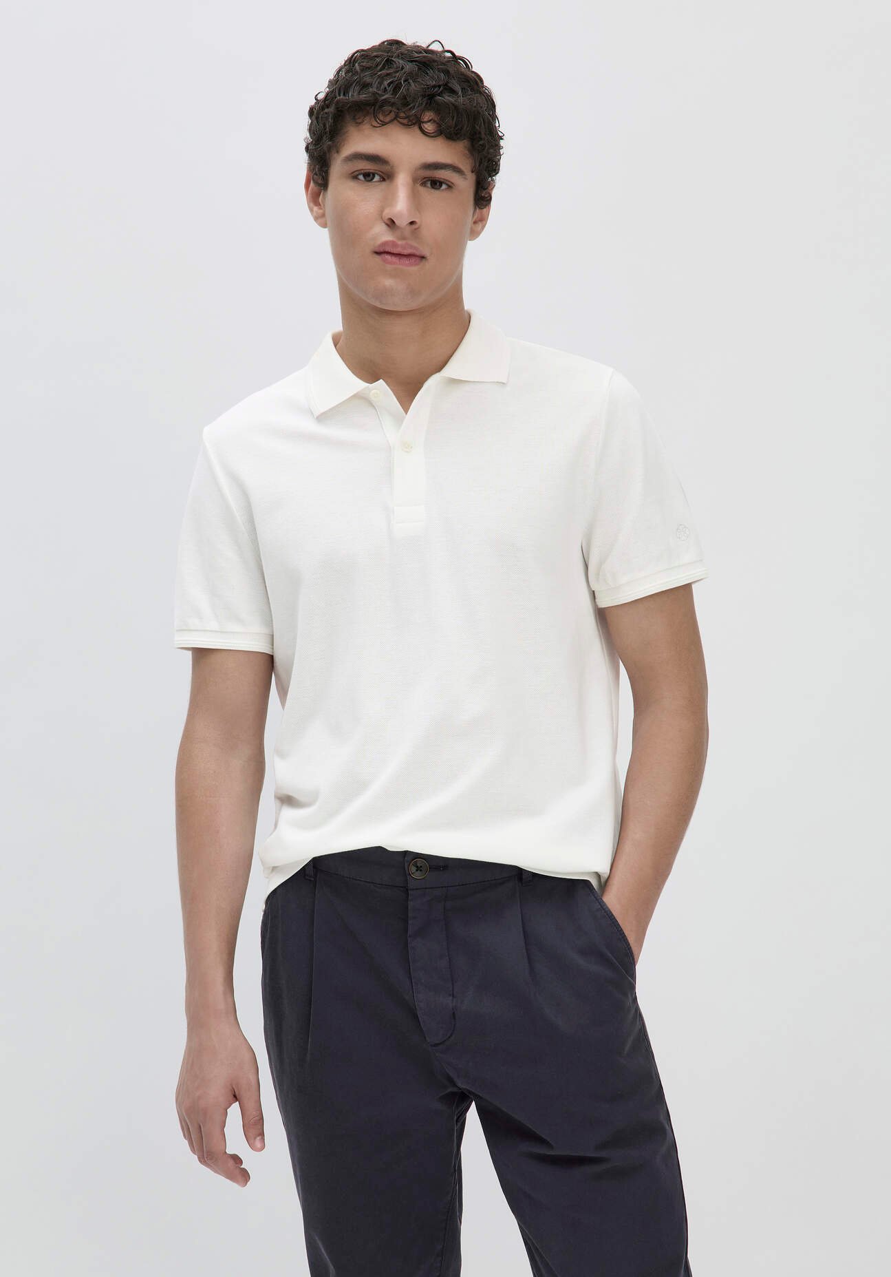 hessnatur Herren Piqué Polo Regular aus Bio-Baumwolle - weiß - Größe 46