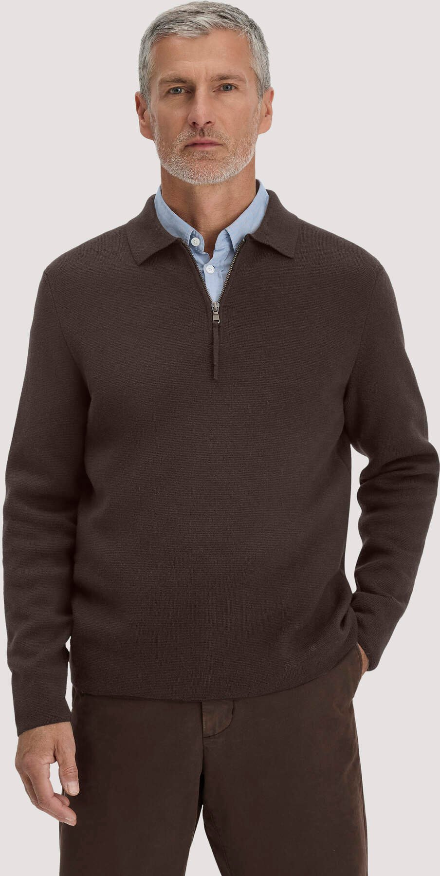 hessnatur Herren Milano Strick Polo Regular aus Bio-Baumwolle und Bio-Schurwolle - braun - Größe L