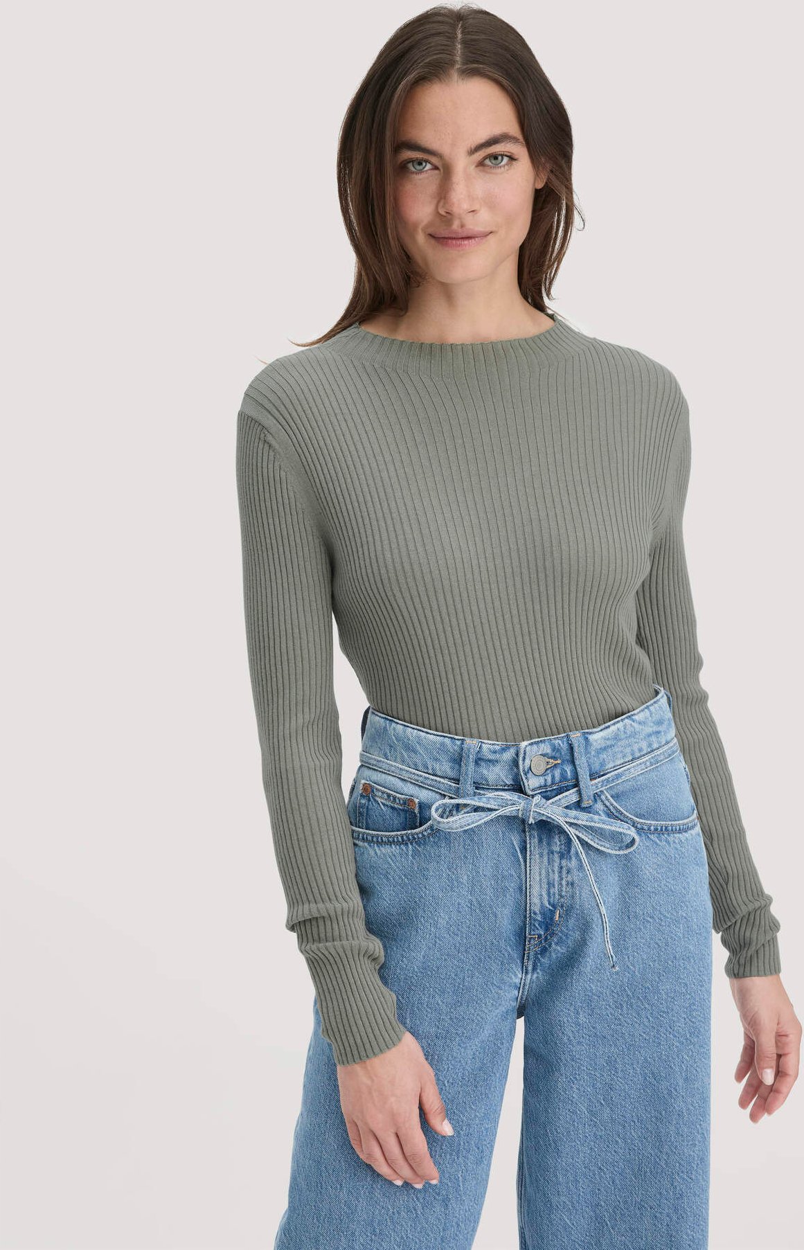 hessnatur Damen Strick Pullover Fitted aus TENCEL™ Lyocell mit Bio-Baumwolle - grün - Größe XL