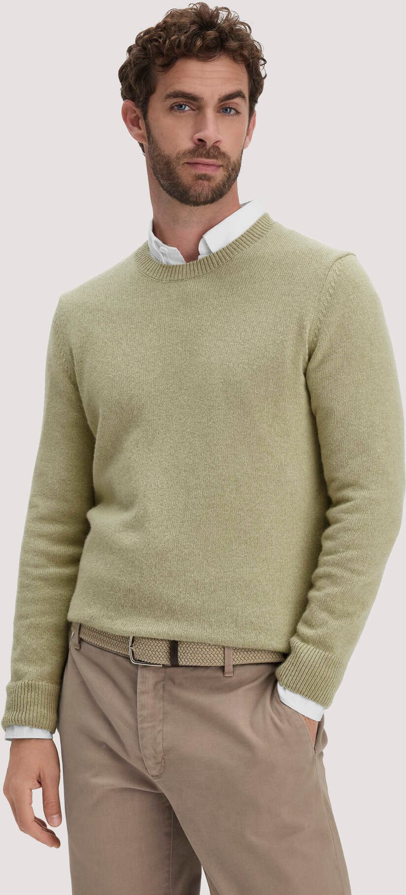 hessnatur Herren Strick Pullover Regular aus Bio-Merinowolle mit Bio-Baumwolle - grün - Größe XXL