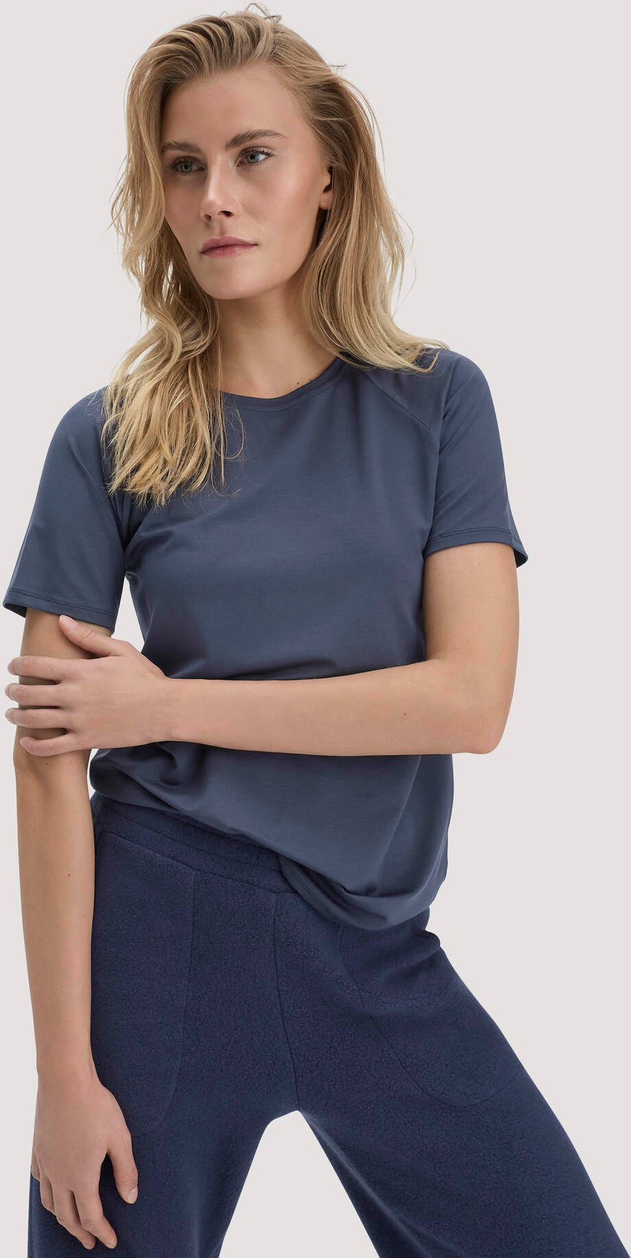 hessnatur Loungewear T-Shirt Regular ACTIVE COMFORT aus TENCEL™ Lyocell - blau - Größe 36