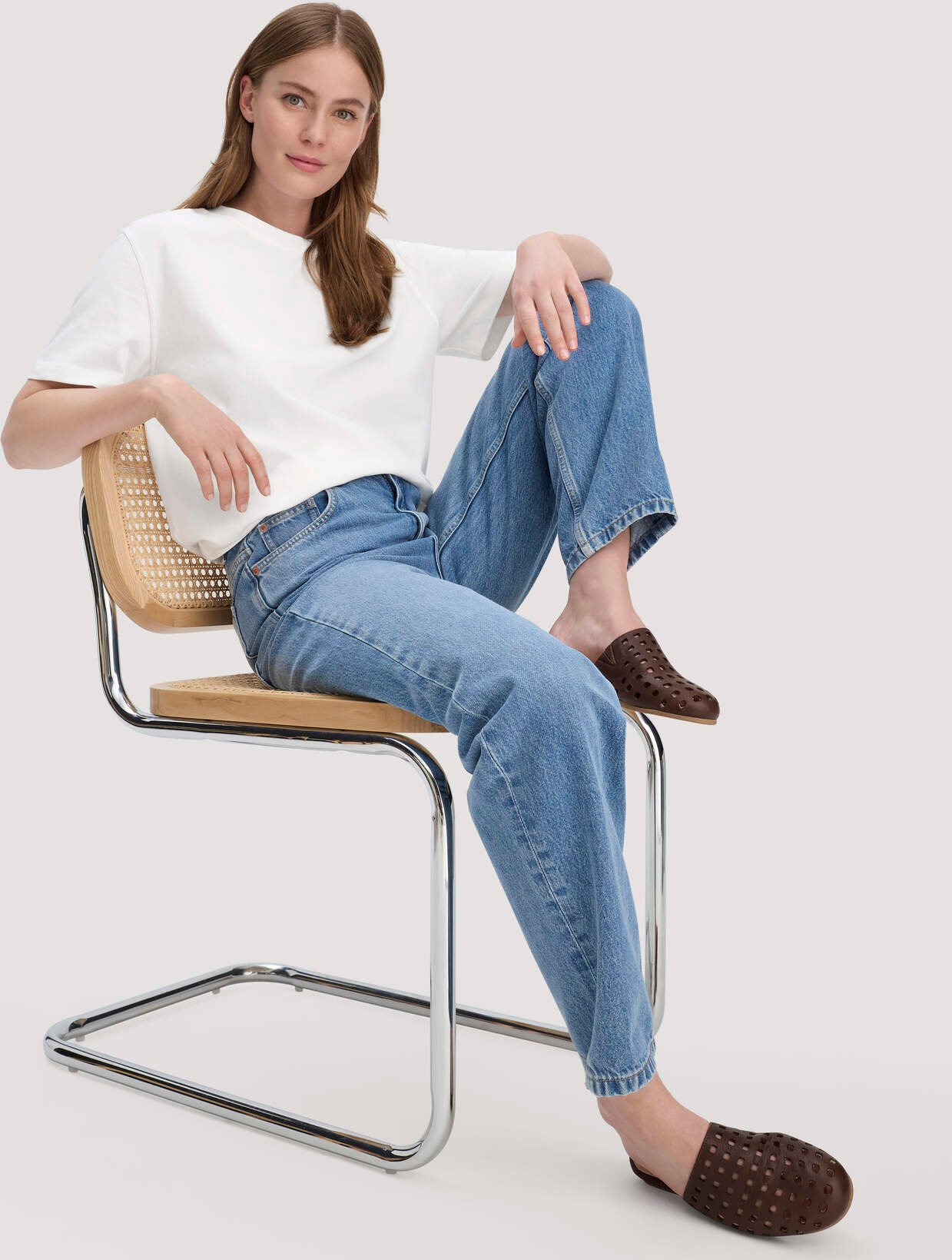 hessnatur Damen Sabot aus chromfrei gegerbtem Leder - braun - Größe 37