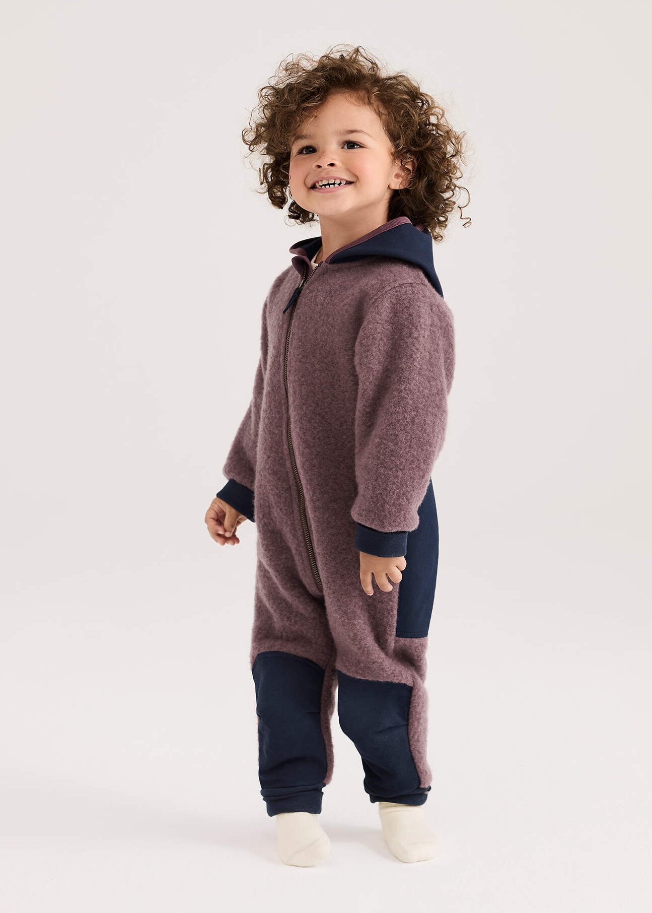 hessnatur Baby Wollfleece Overall aus Bio-Merinowolle mit Softshell - lila - Größe 74/80