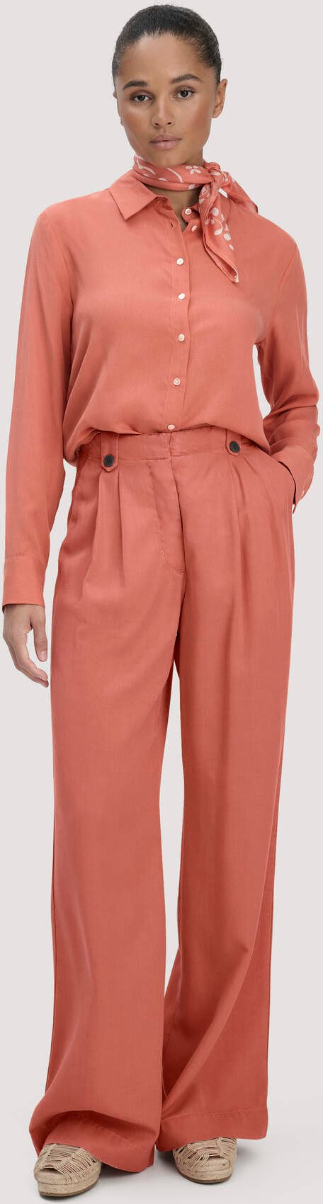 hessnatur Damen Bundfalten Hose Wide Leg aus TENCEL™ Lyocell - orange - Größe 34