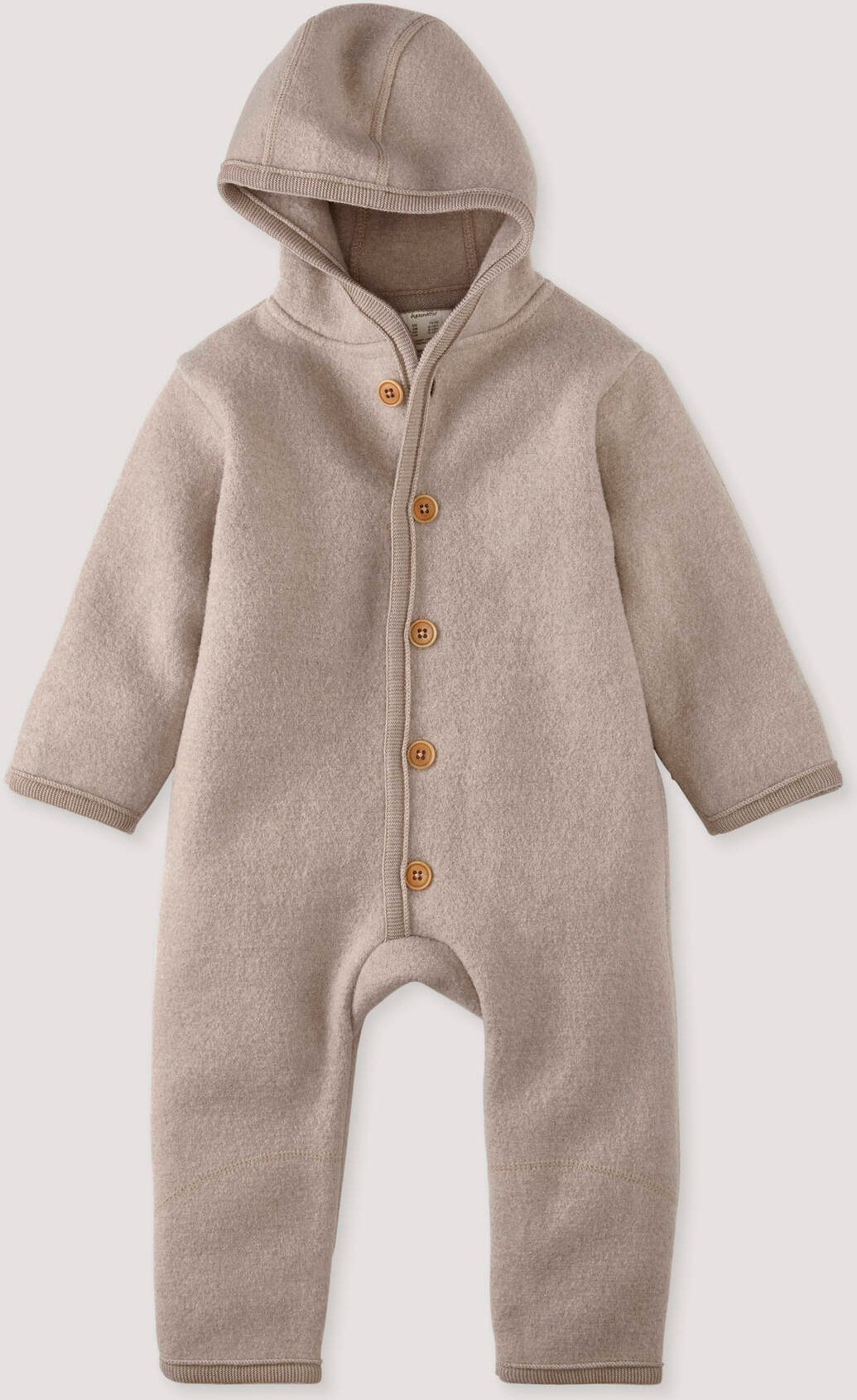 hessnatur Baby Wollwalk Overall aus Bio-Merinowolle - beige - Größe 74/80