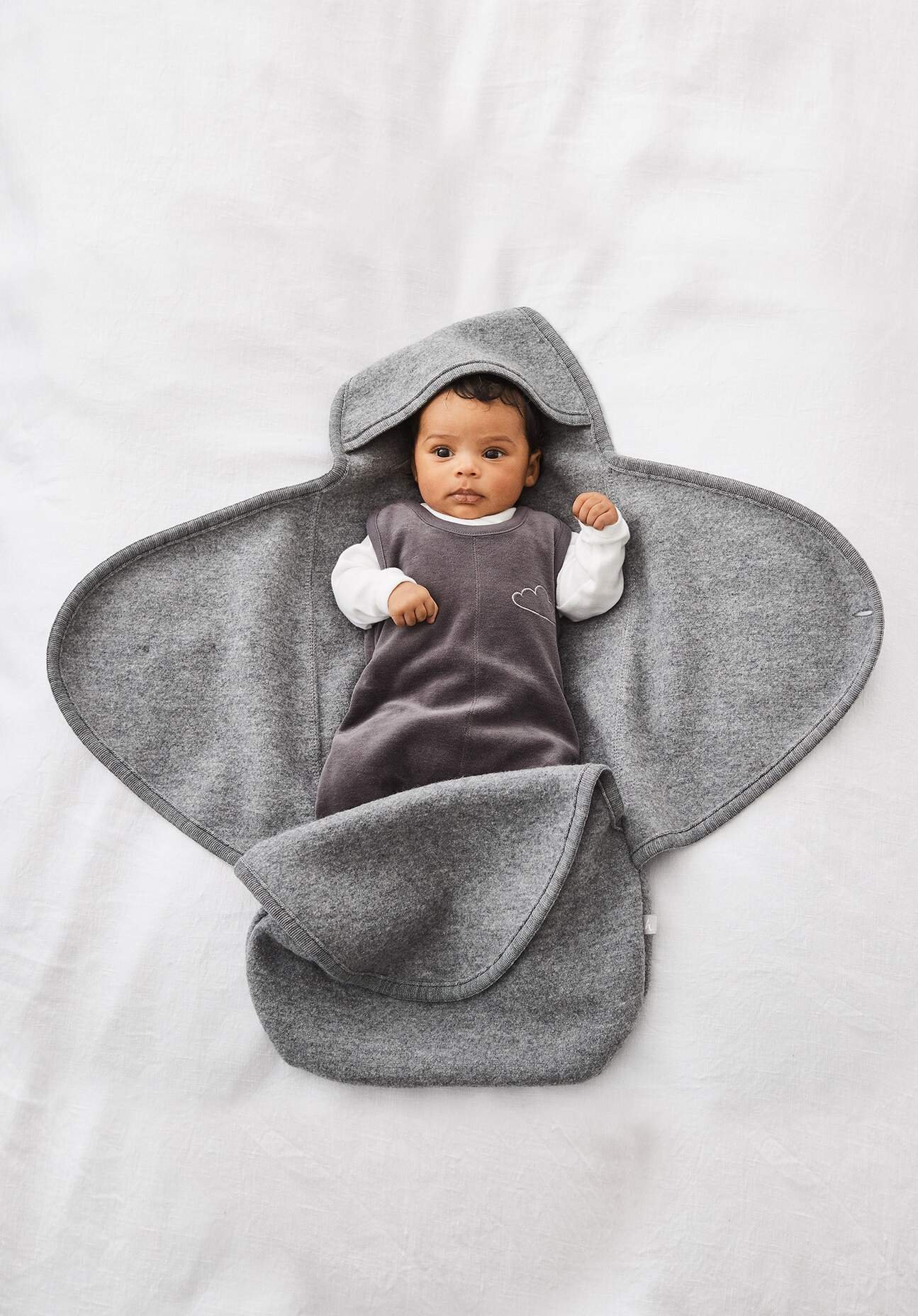 hessnatur Baby Wollwalk Schlafsack aus Bio-Merinowolle - grau - Größe 76 cm