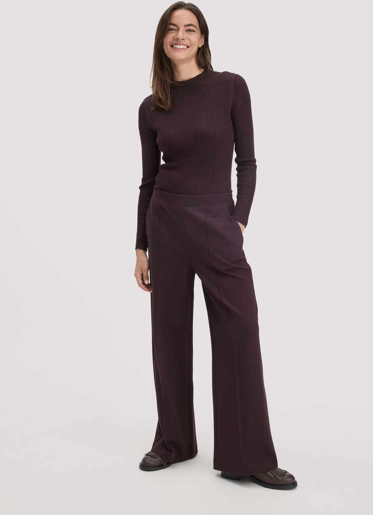 Thumbnail - hessnatur Damen Jersey Hose Wide Leg Relaxed aus Bio-Baumwolle - braun - Größe 42