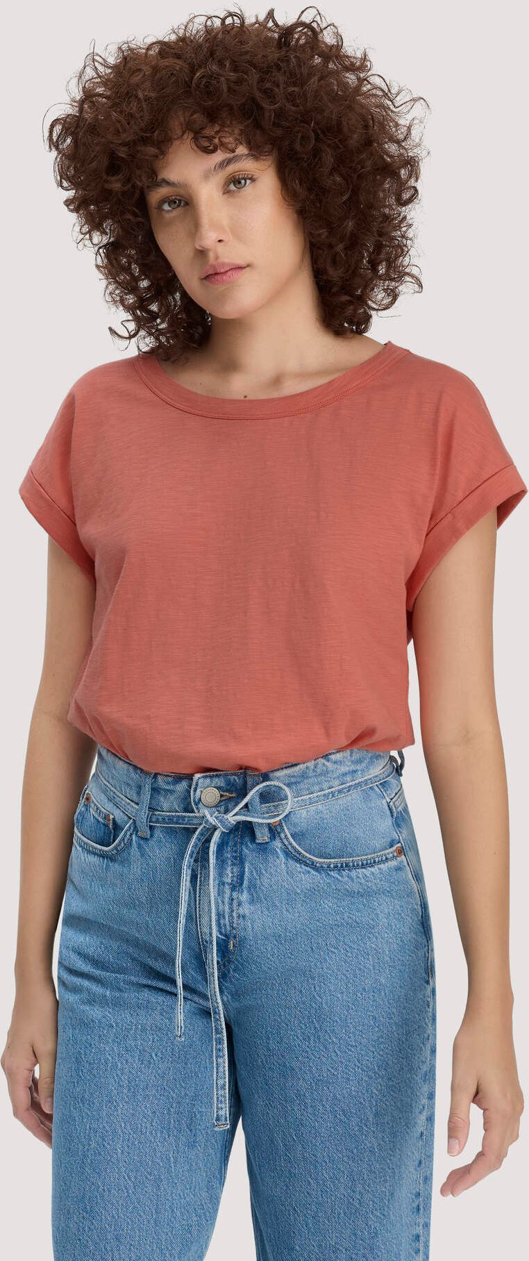 hessnatur Damen Light Slub T-Shirt Relaxed aus Bio-Baumwolle - orange - Größe 34