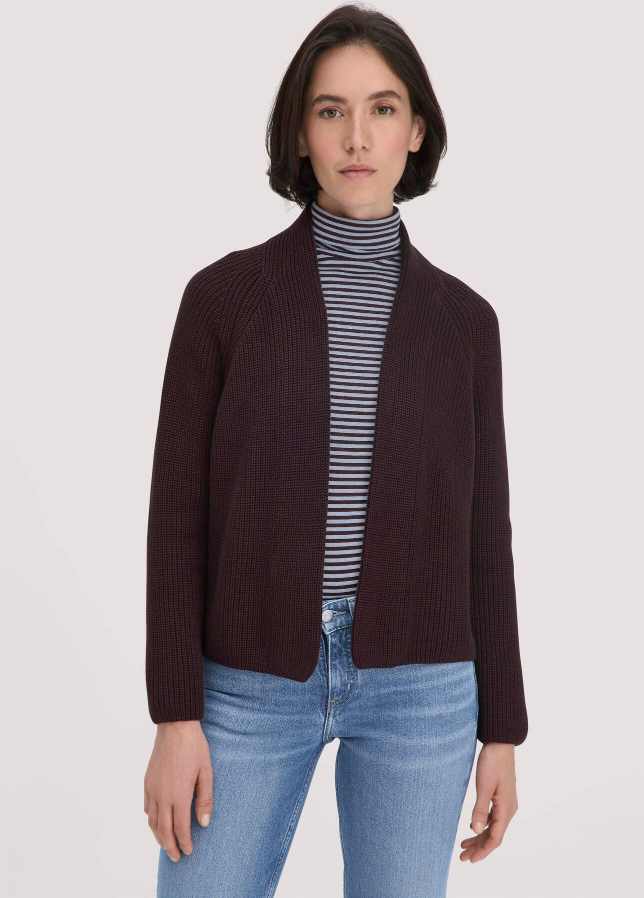 hessnatur Damen Strick Jacke Relaxed aus Bio-Baumwolle - braun - Größe XXL