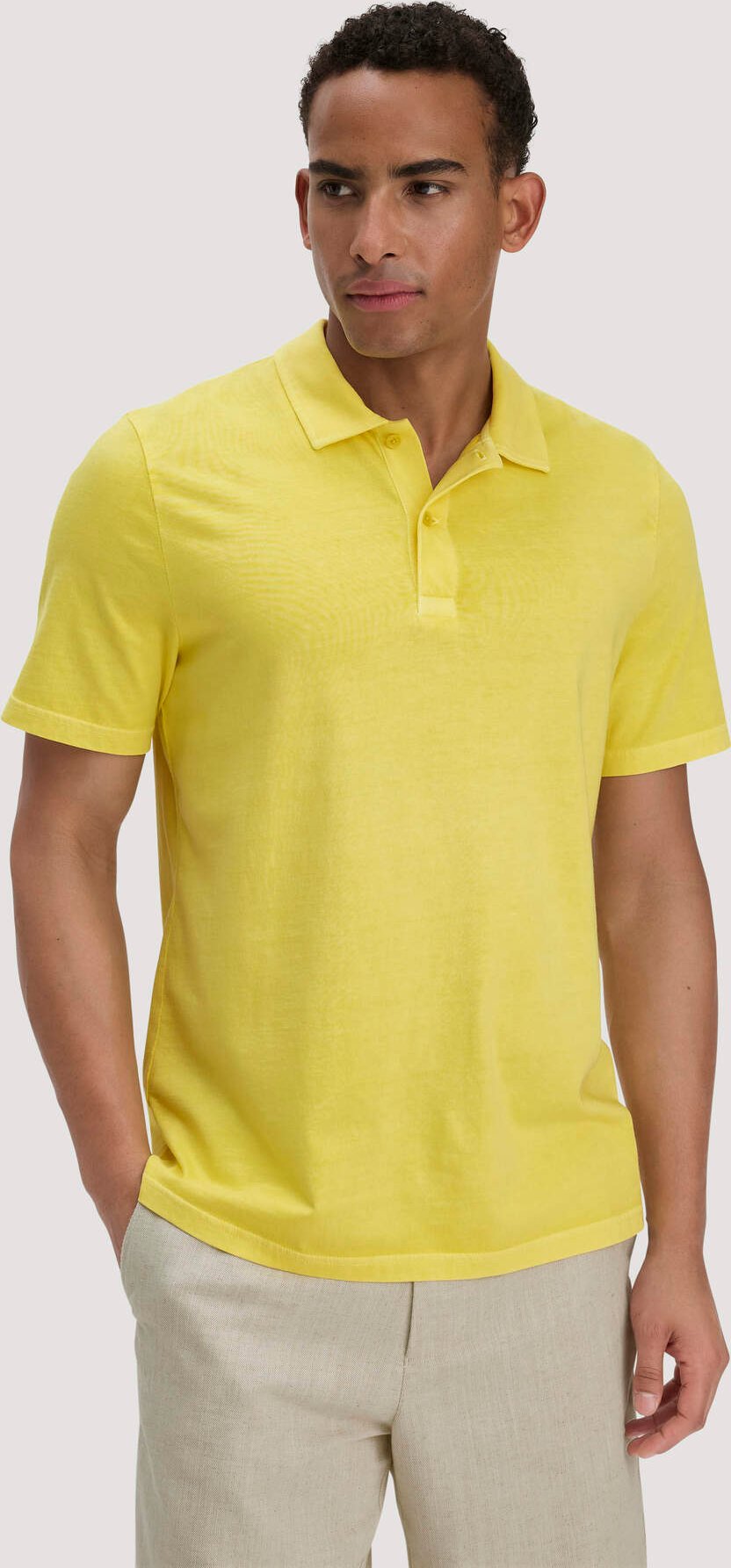 hessnatur Herren Jersey Polo Regular aus Bio-Baumwolle - gelb - Größe 52