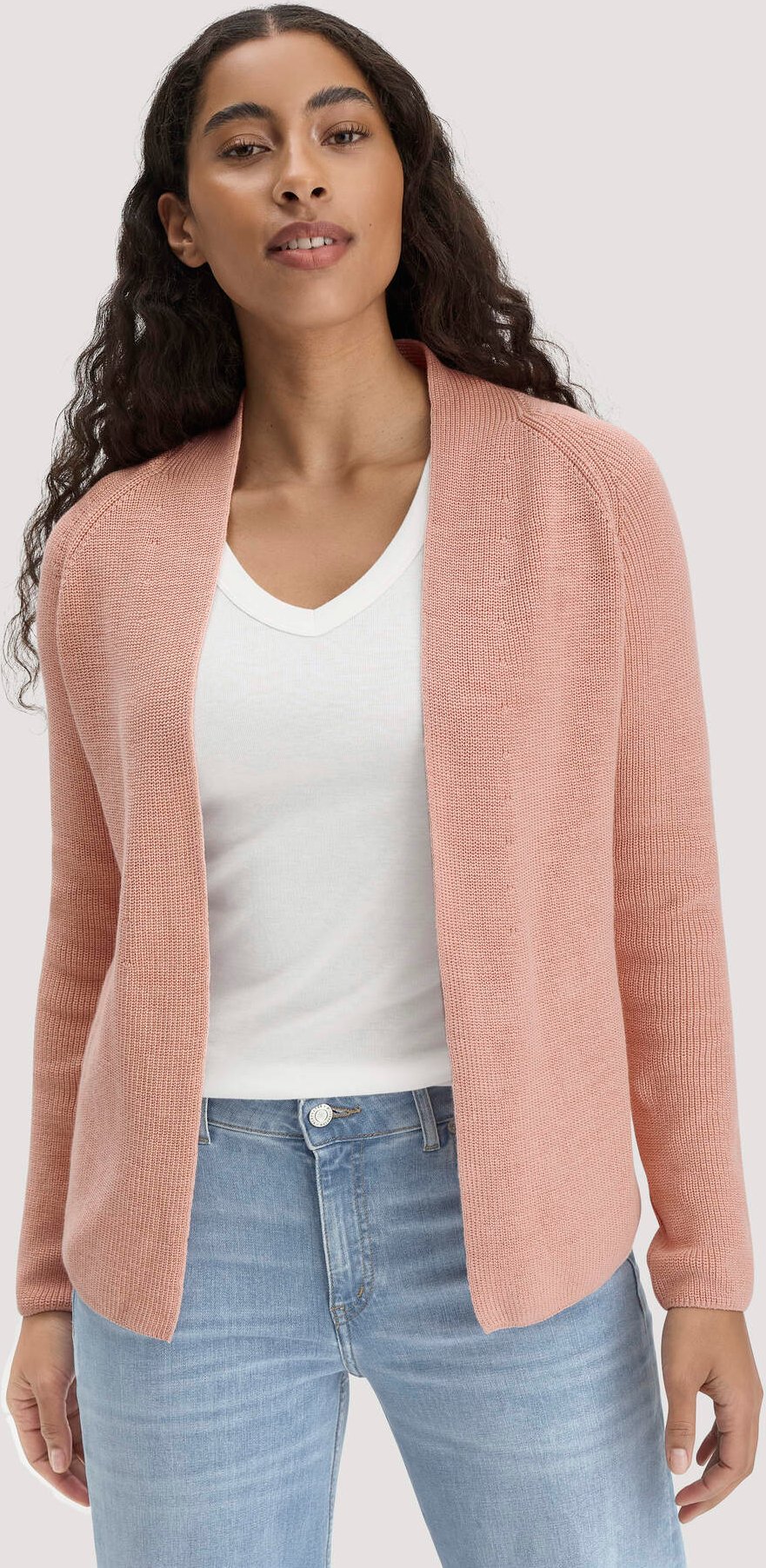 hessnatur Damen Strick Jacke Regular aus Bio-Baumwolle - rosa - Größe S