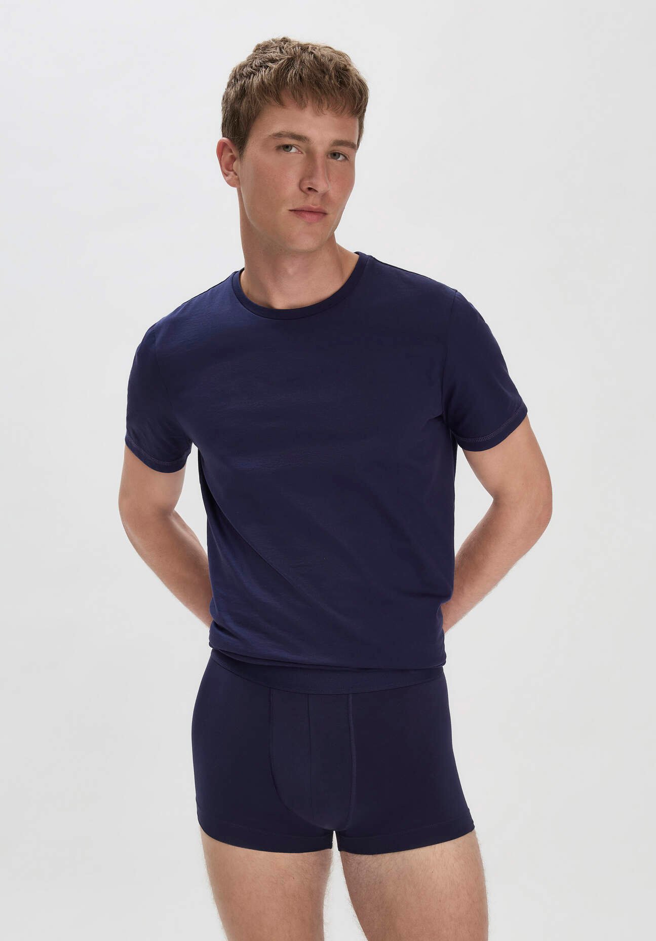 hessnatur Herren Pants Regular Cut im 3er-Pack COTTON MIX aus Bio-Baumwolle - blau - Größe 7 = XL
