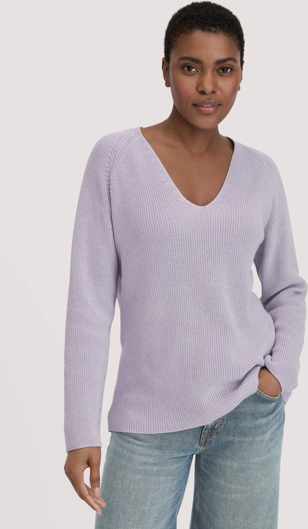 hessnatur Damen Strick Pullover Regular aus Bio-Baumwolle - lila - Größe M