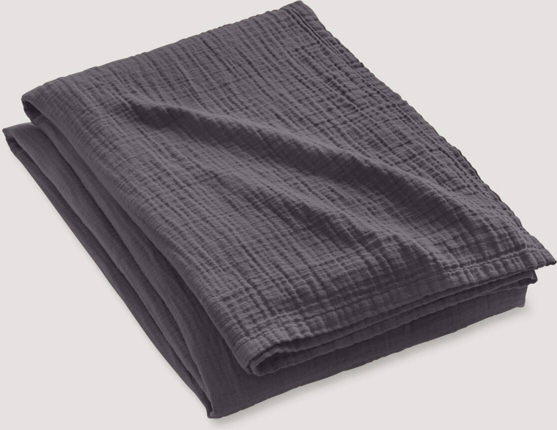 hessnatur Musselin-Decke aus Bio-Baumwolle - grau - Größe 180x230 cm