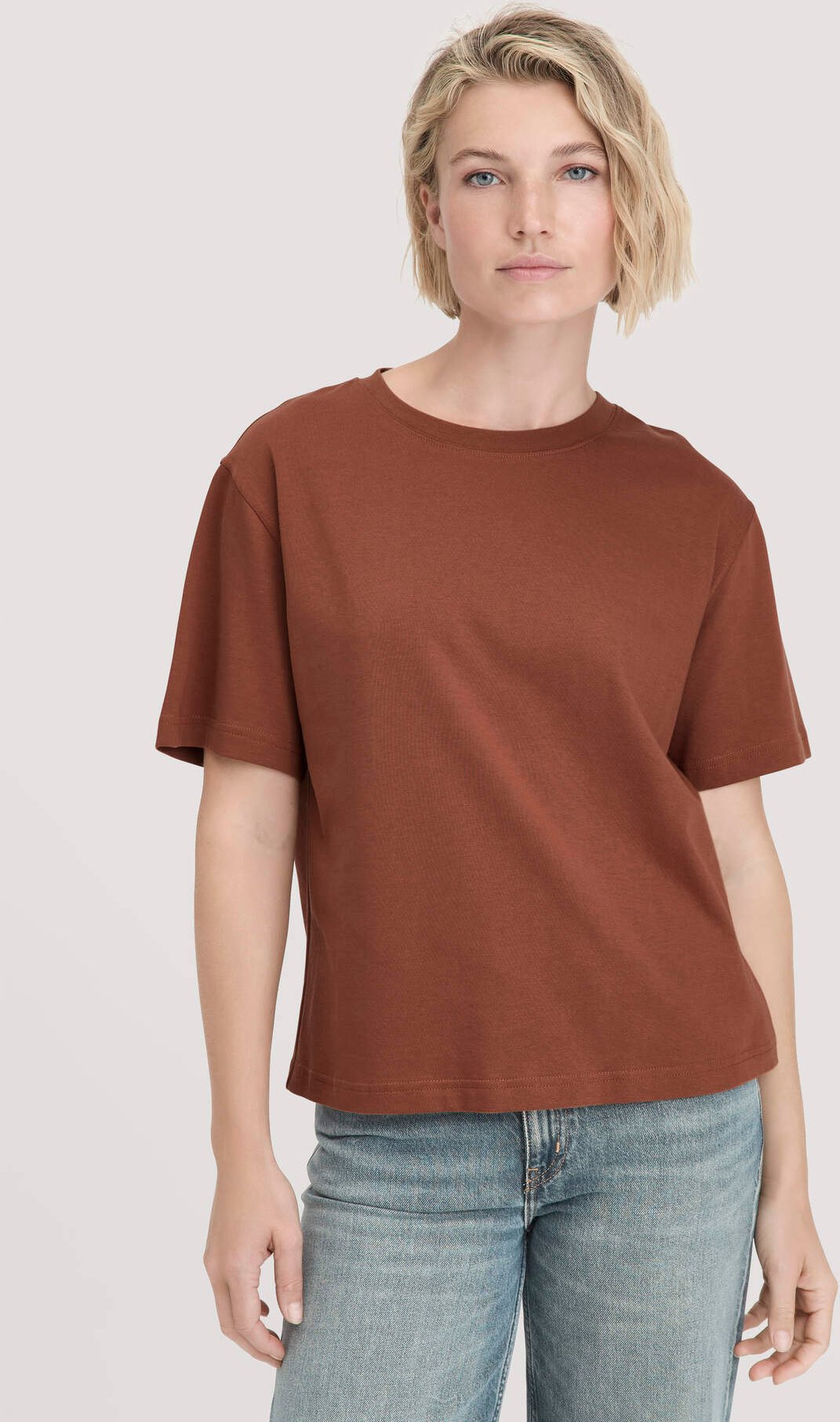 hessnatur Damen Heavy Jersey T-Shirt Oversize aus Bio-Baumwolle - braun - Größe 42