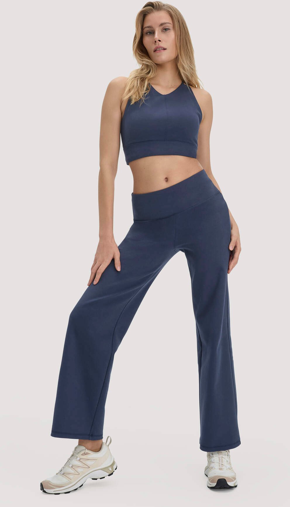 hessnatur Loungewear Hose Wide Leg ACTIVE COMFORT aus Bio-Baumwolle - blau - Größe L