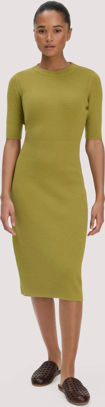 hessnatur Damen Strick Kleid Regular aus Bio-Baumwolle und Wolle - grün - Größe XXL