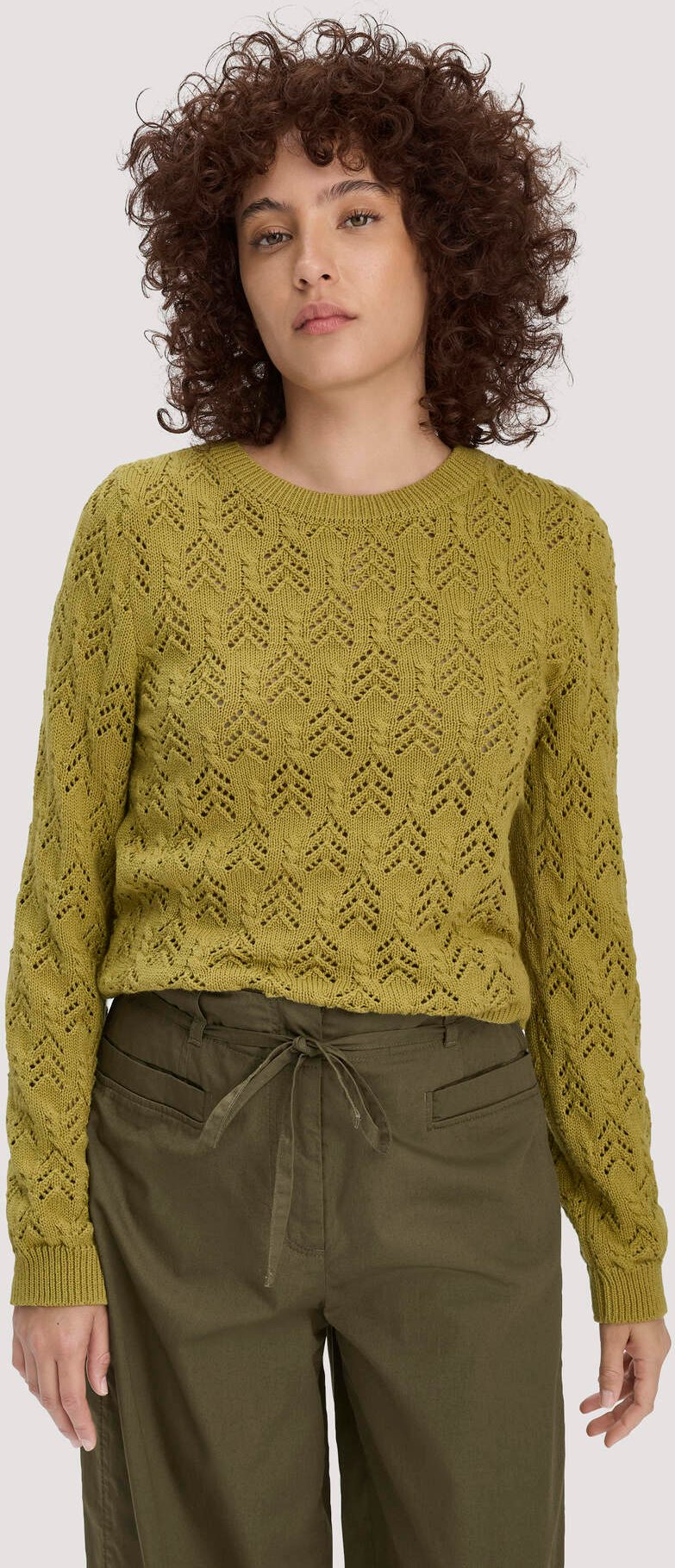 hessnatur Damen Strick Pullover Regular aus Bio-Baumwolle und Wolle - grün - Größe XXL
